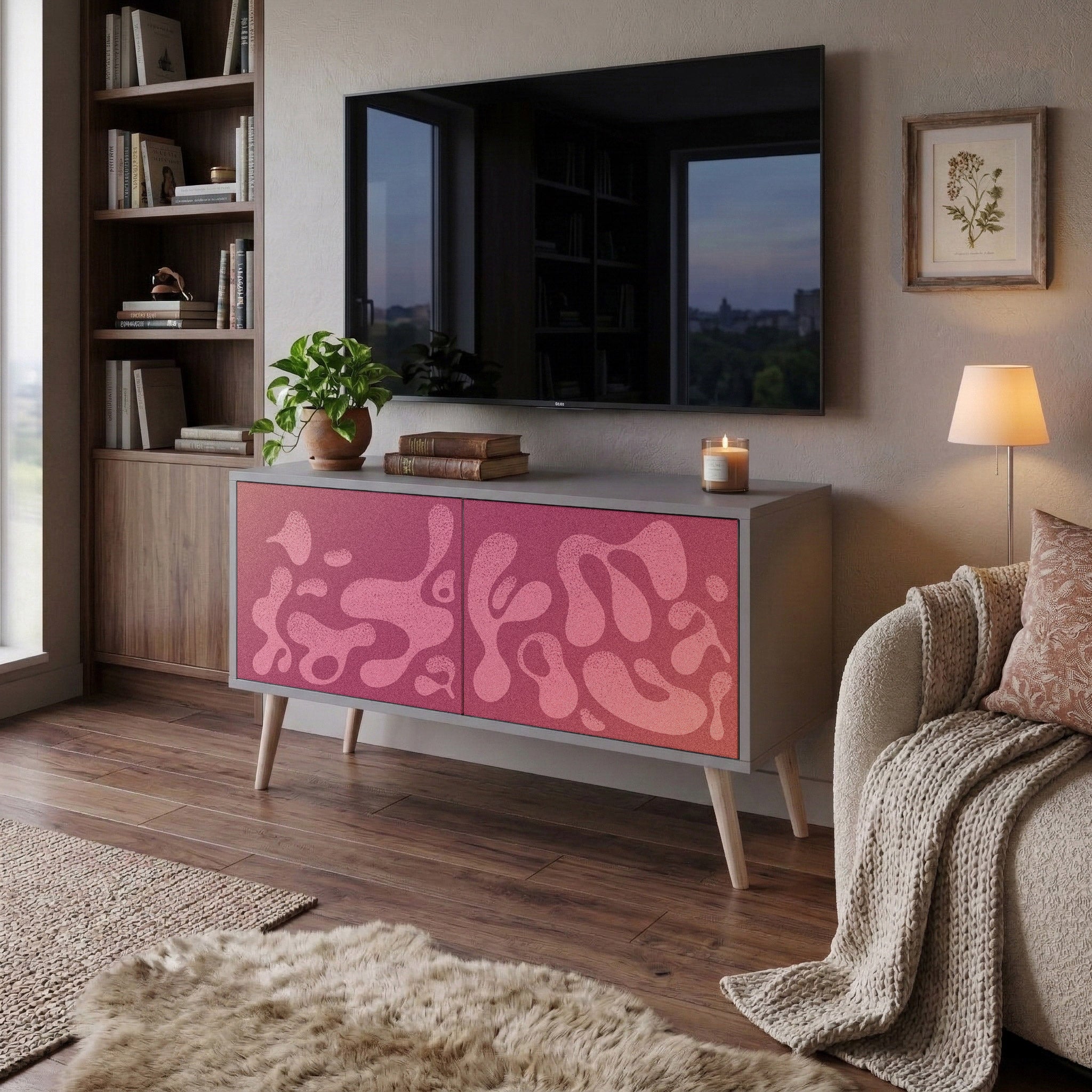 IRREGULAR PINK Kompaktowa szafka RTV 2-drzwiowa