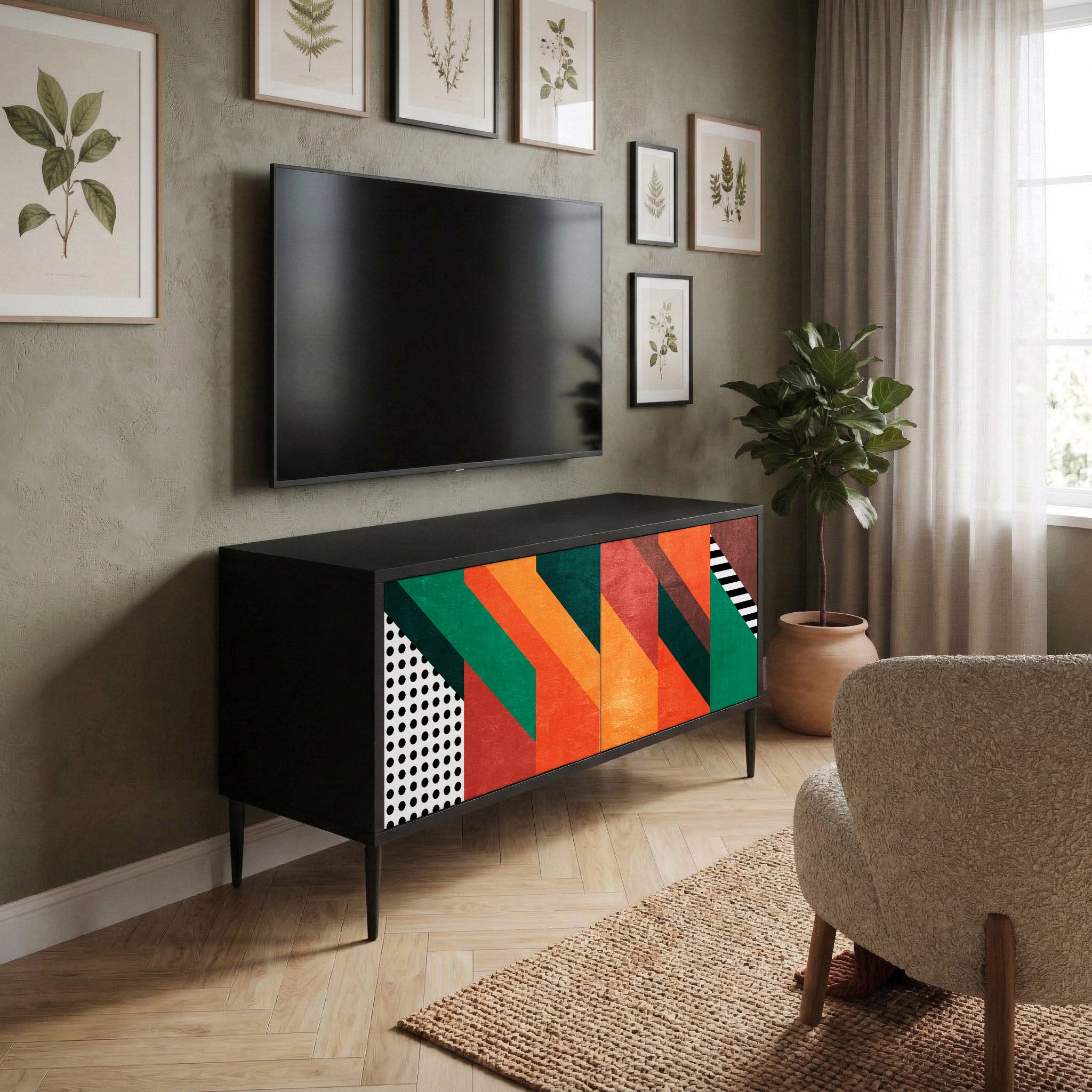 MAKESHIFT ARTISTRY Kompaktowa szafka RTV 2-drzwiowa