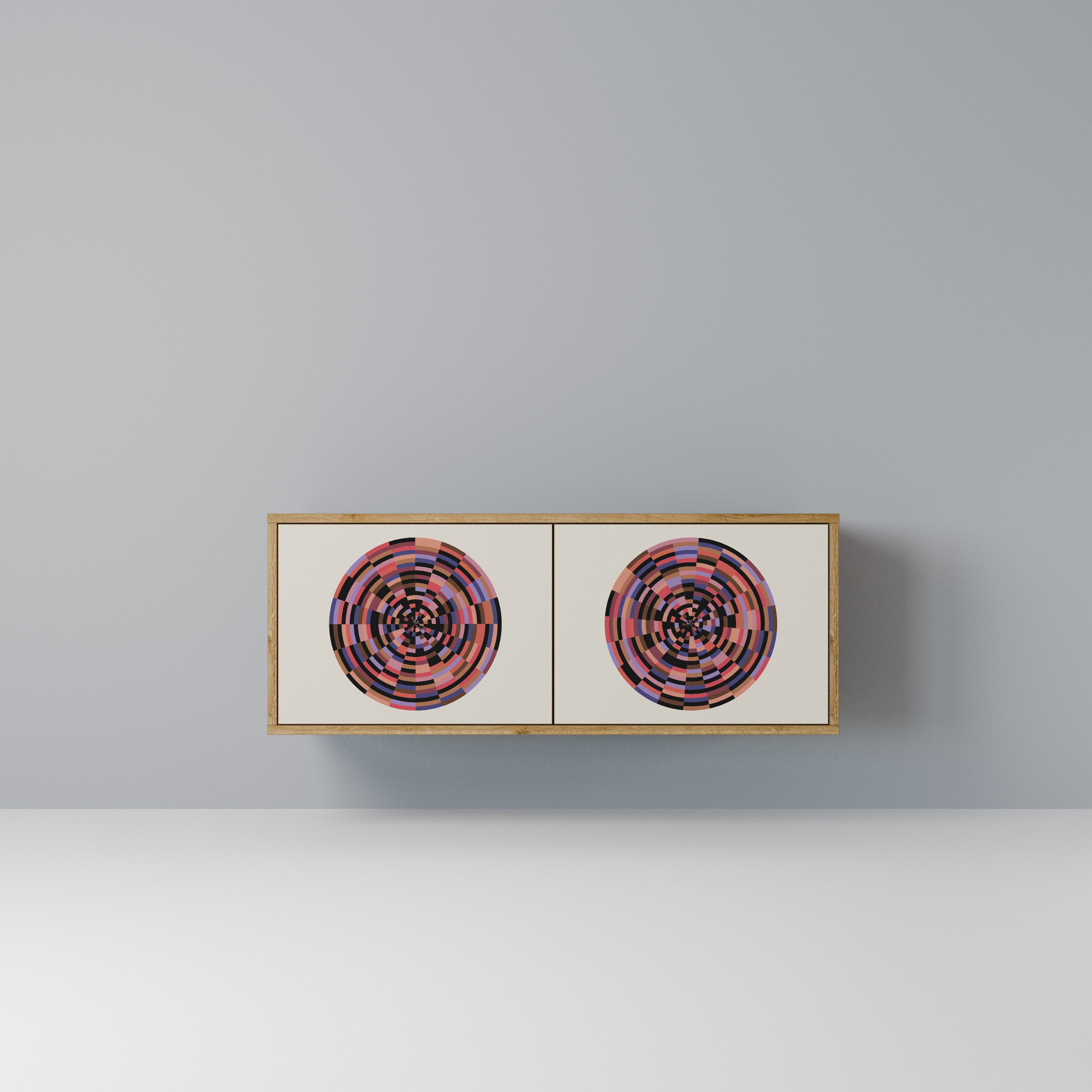 BROWN CIRCLES Kompaktowa szafka RTV 2-drzwiowa