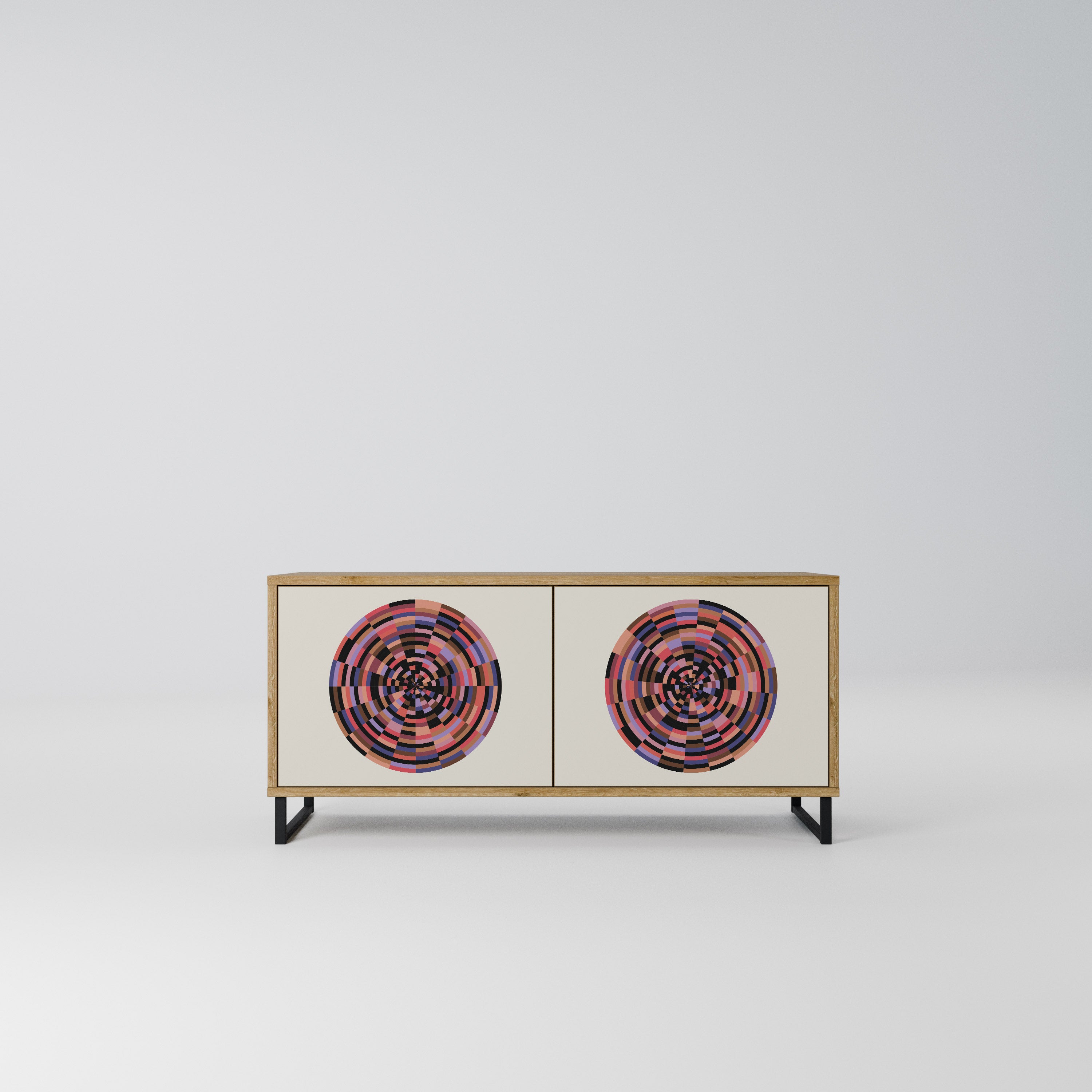 BROWN CIRCLES Kompaktowa szafka RTV 2-drzwiowa