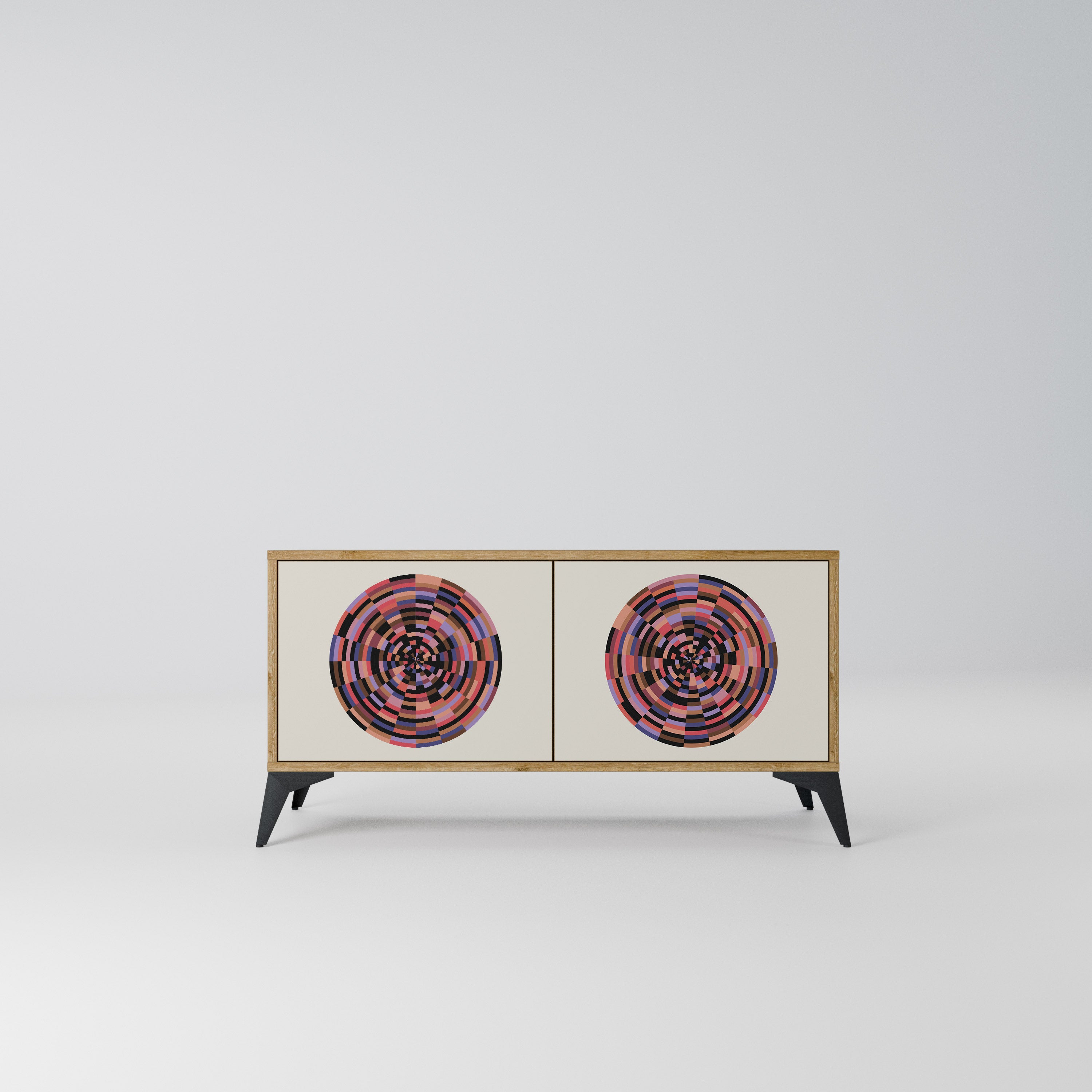 BROWN CIRCLES Kompaktowa szafka RTV 2-drzwiowa