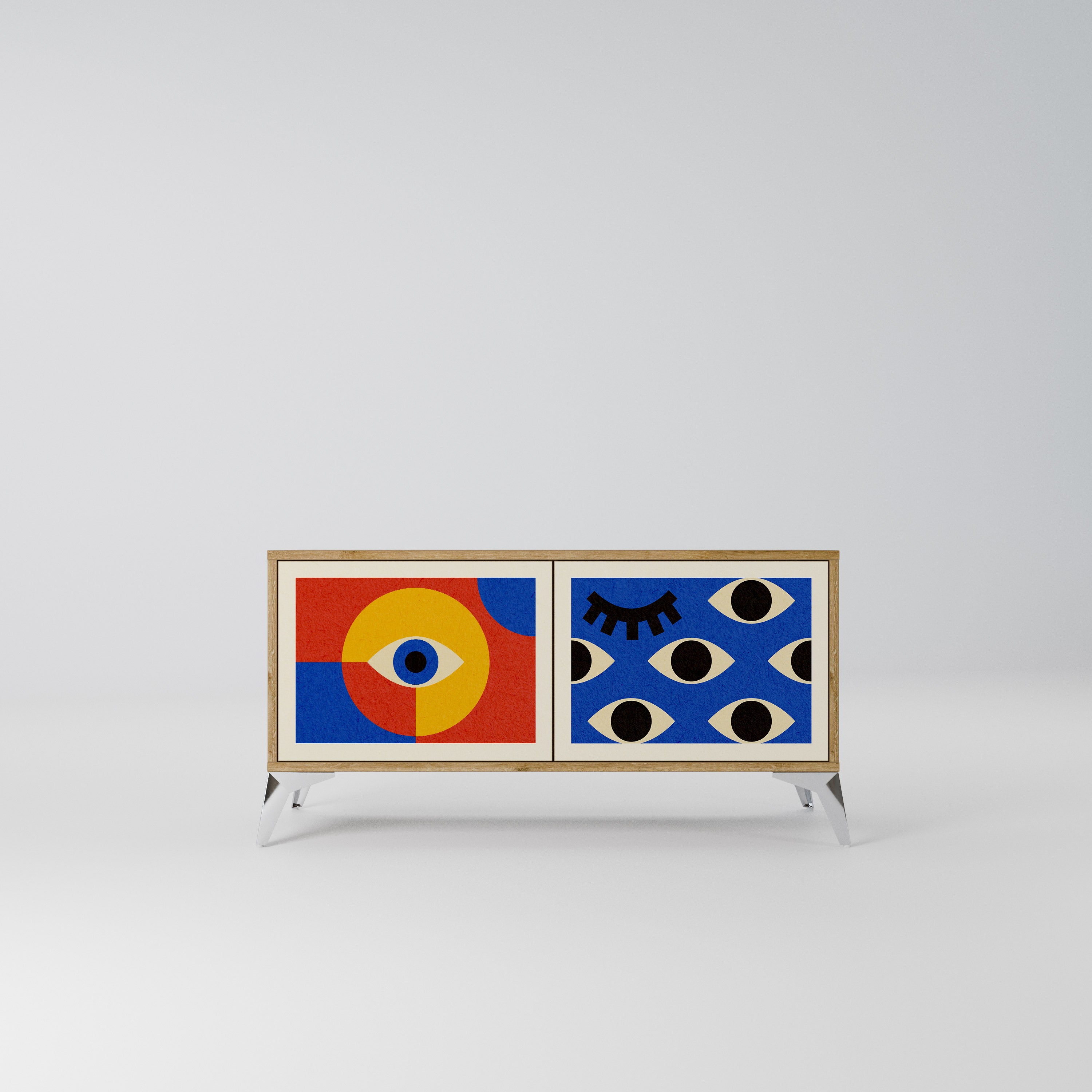 GEOMETRIC EYES Kompaktowa szafka RTV 2-drzwiowa