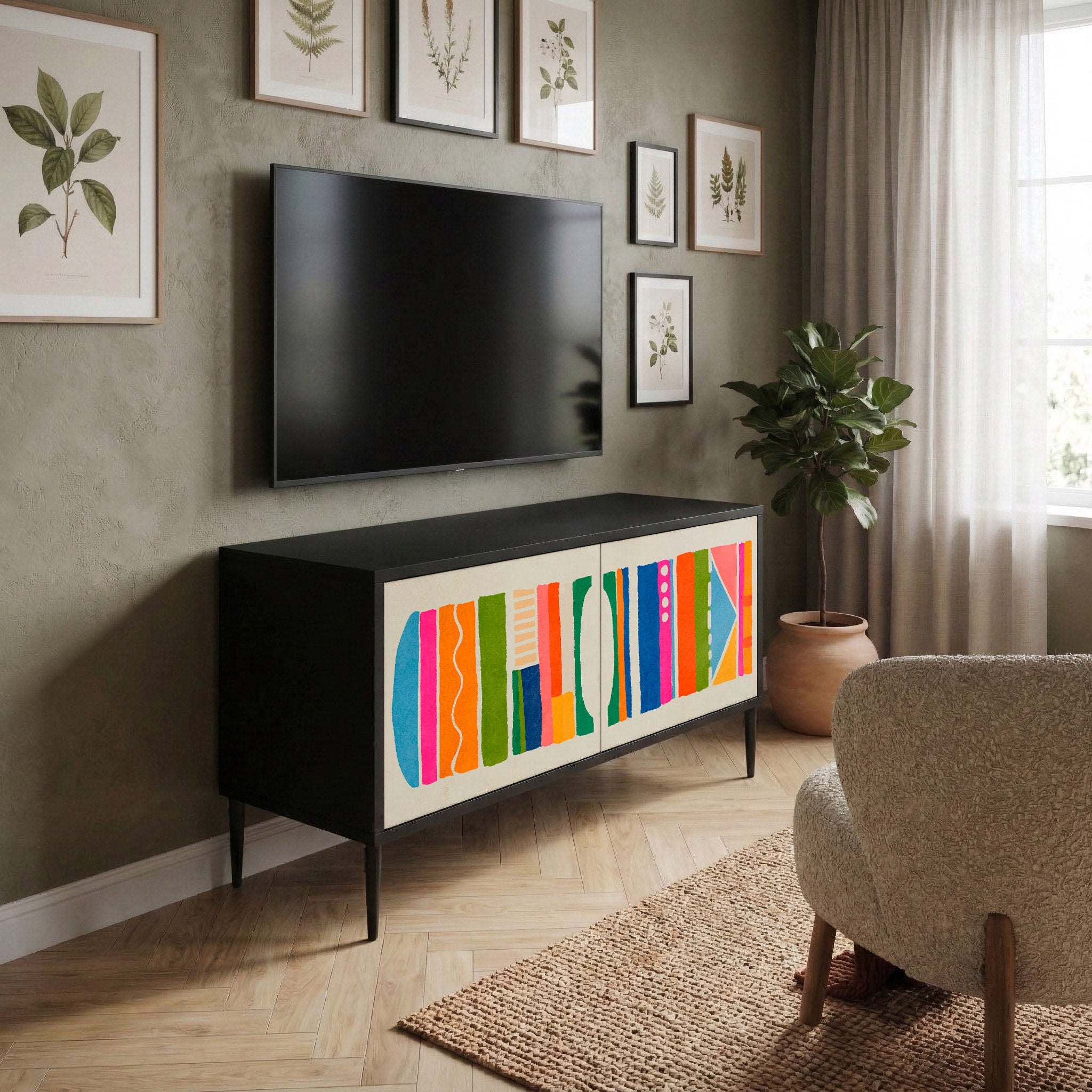GEOMETRIC SHINE Kompaktowa szafka RTV 2-drzwiowa