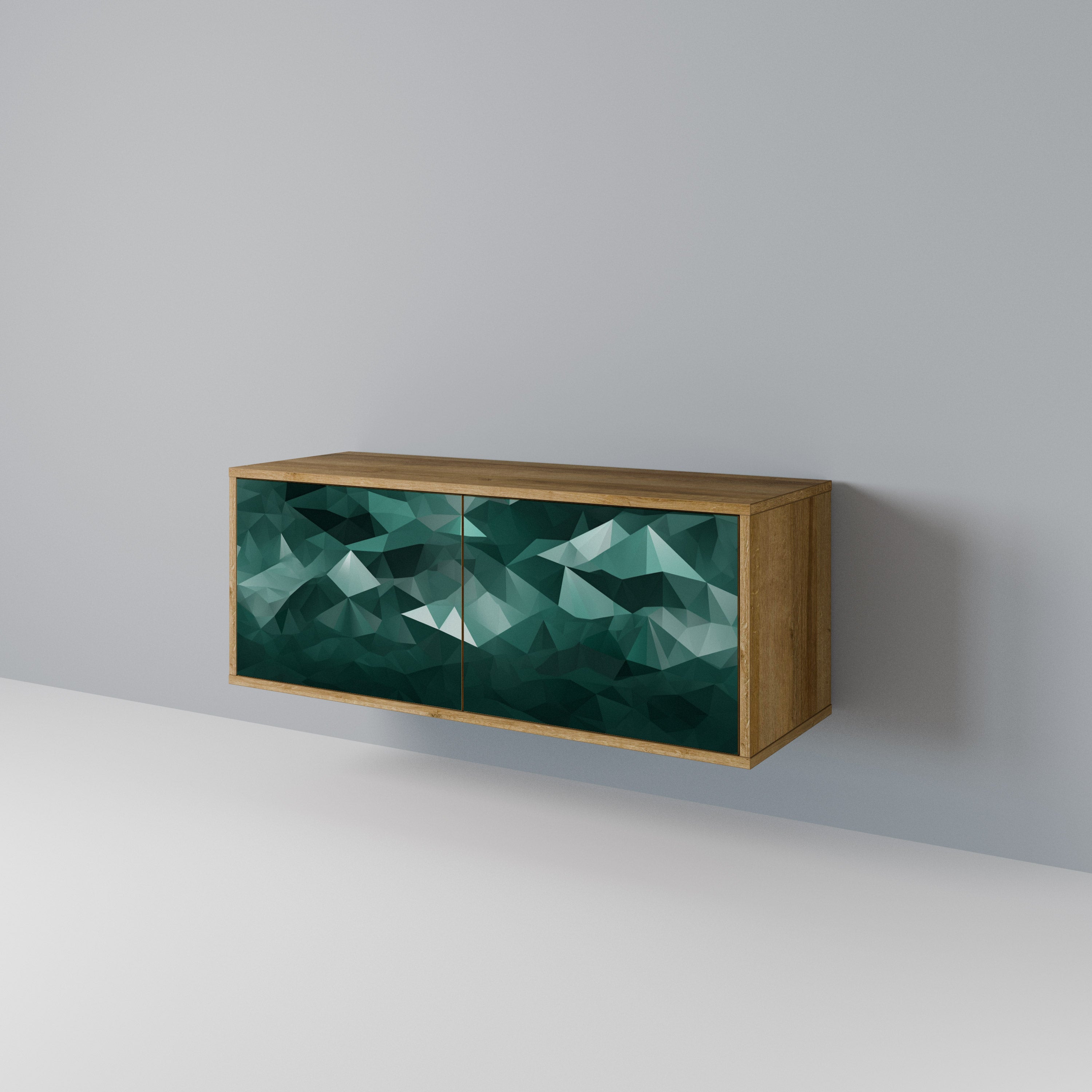 POLYGONAL FLOATING Kompaktowa szafka RTV 2-drzwiowa