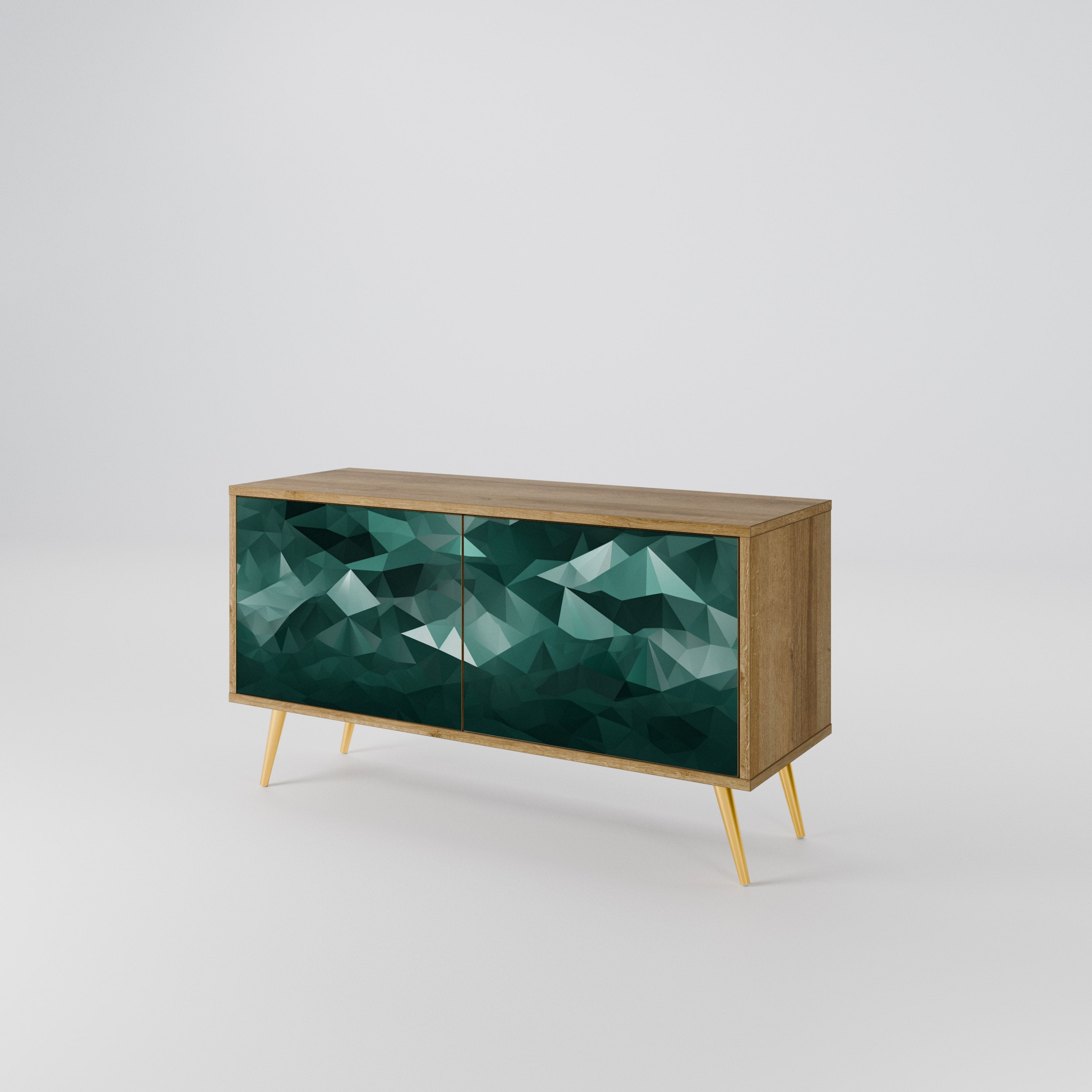 POLYGONAL FLOATING Kompaktowa szafka RTV 2-drzwiowa