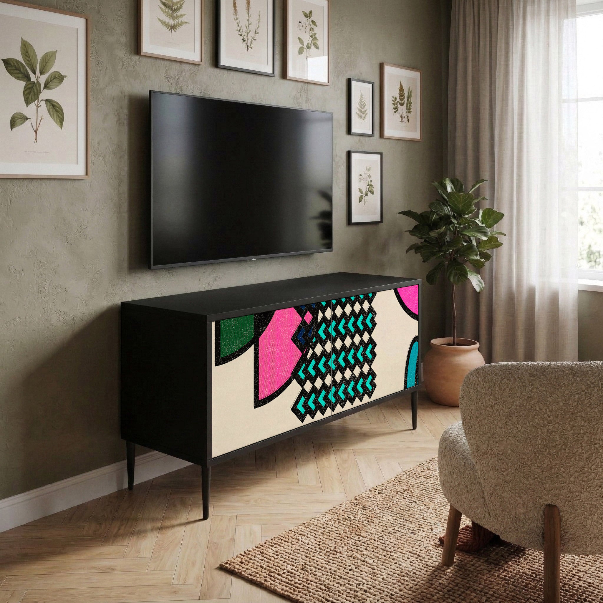 GEOMETRIC RHAPSODY Kompaktowa szafka RTV 2-drzwiowa