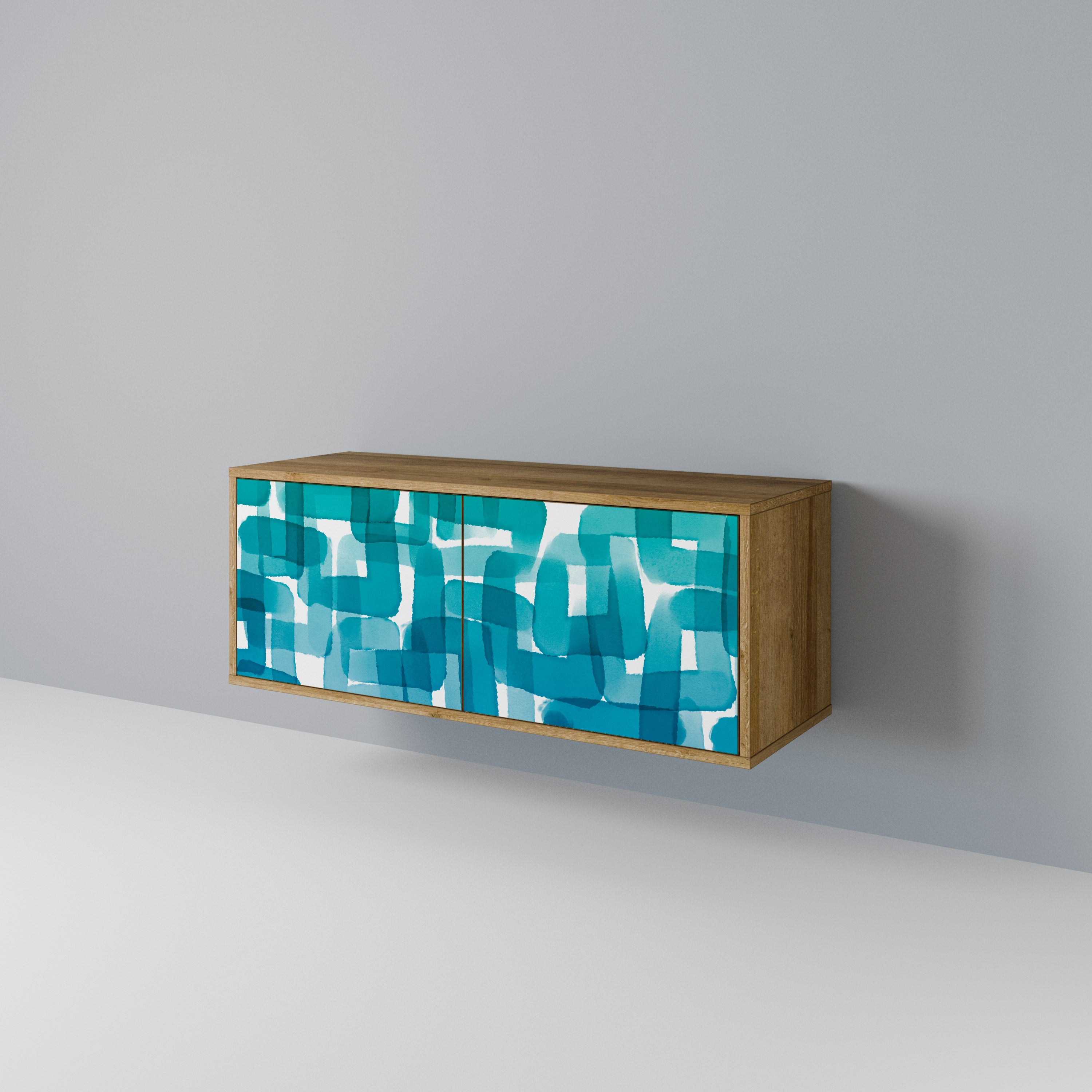TURQUOISE RECTANGLES Kompaktowa szafka RTV 2-drzwiowa