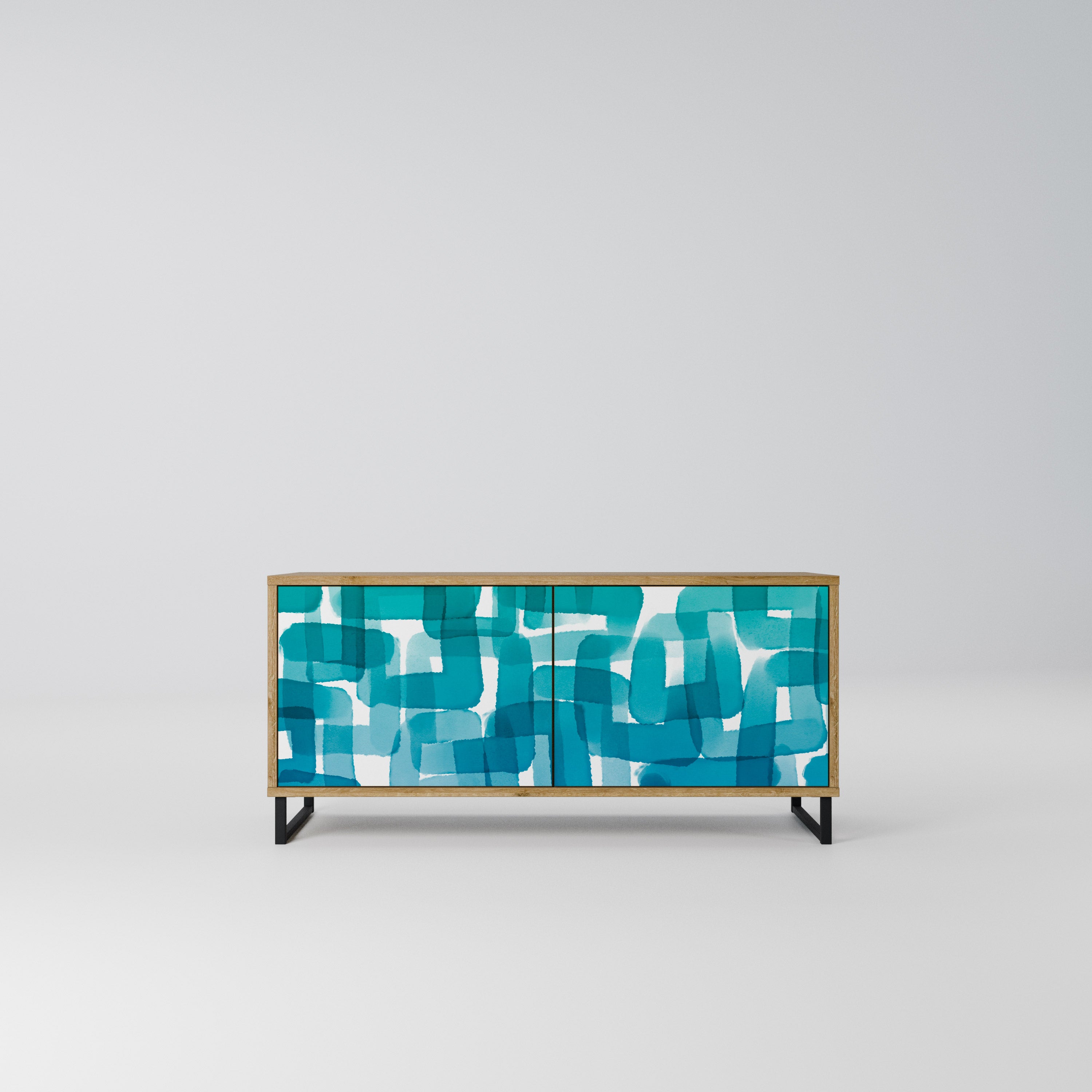 TURQUOISE RECTANGLES Kompaktowa szafka RTV 2-drzwiowa