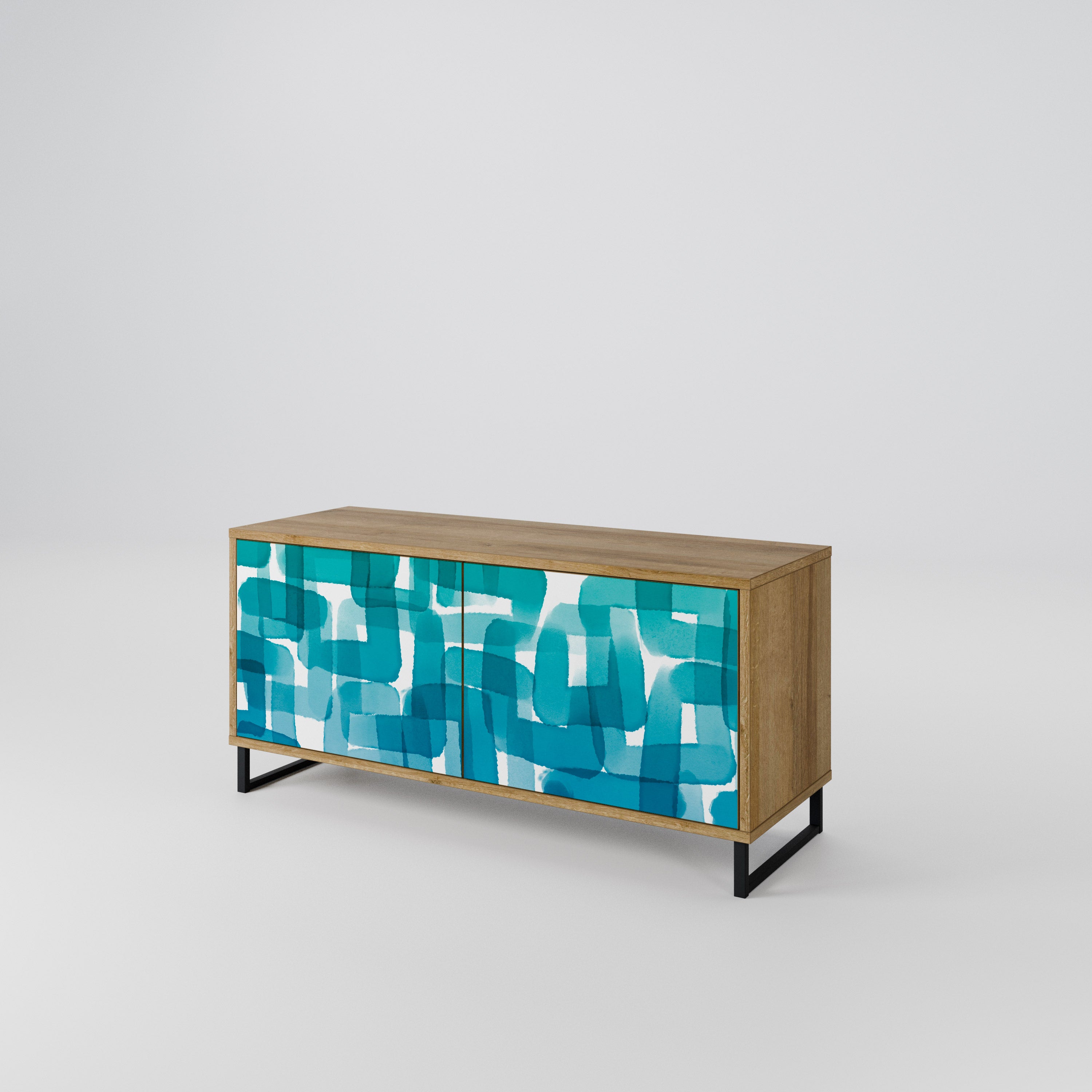 TURQUOISE RECTANGLES Kompaktowa szafka RTV 2-drzwiowa