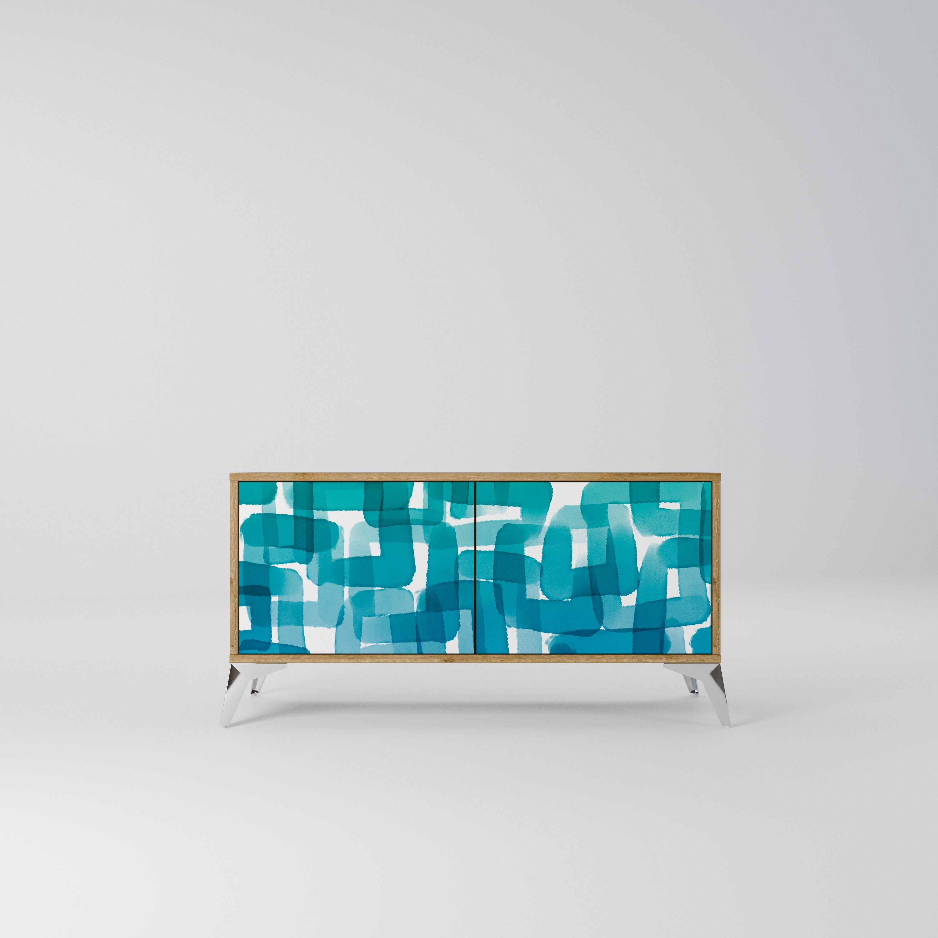 TURQUOISE RECTANGLES Kompaktowa szafka RTV 2-drzwiowa