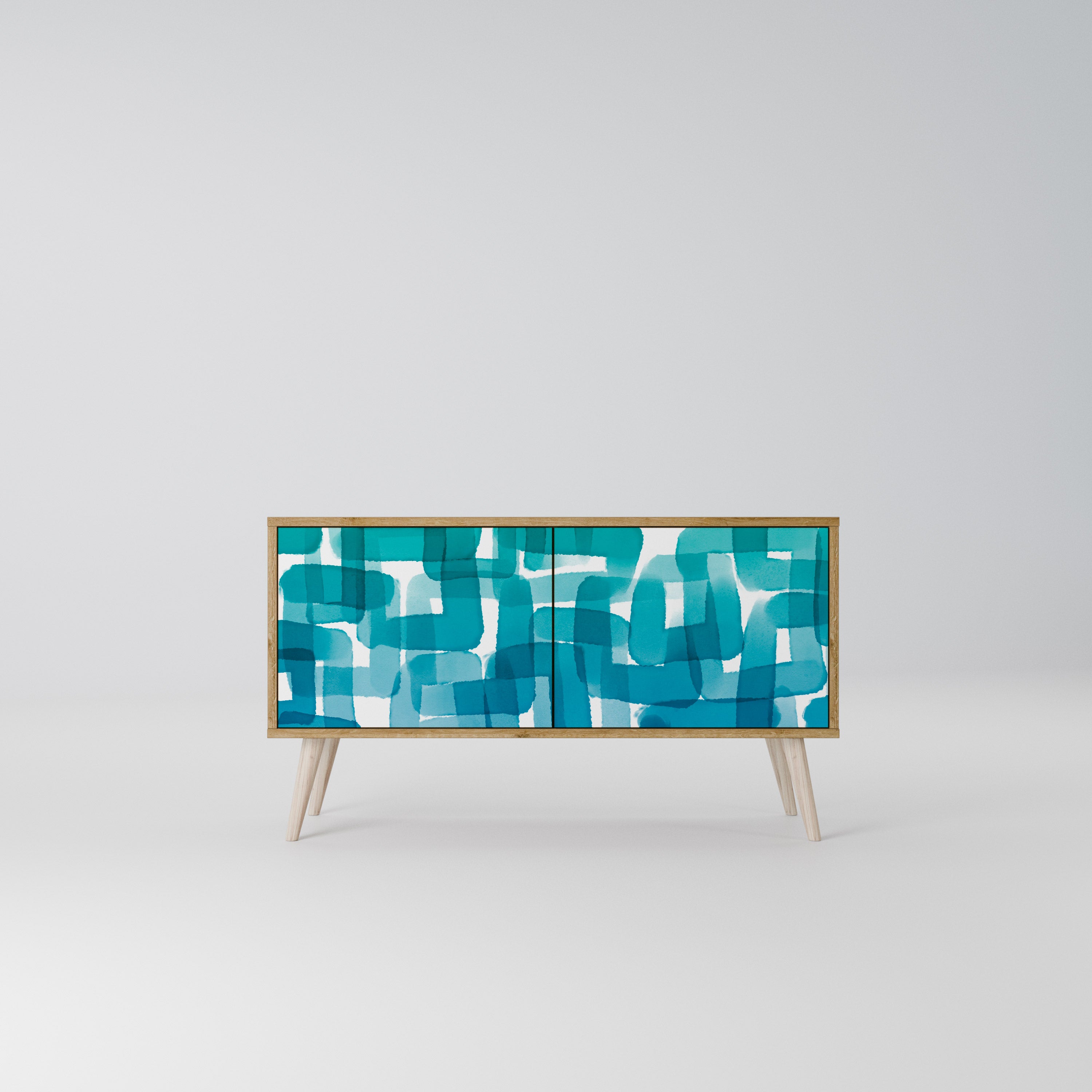 TURQUOISE RECTANGLES Kompaktowa szafka RTV 2-drzwiowa
