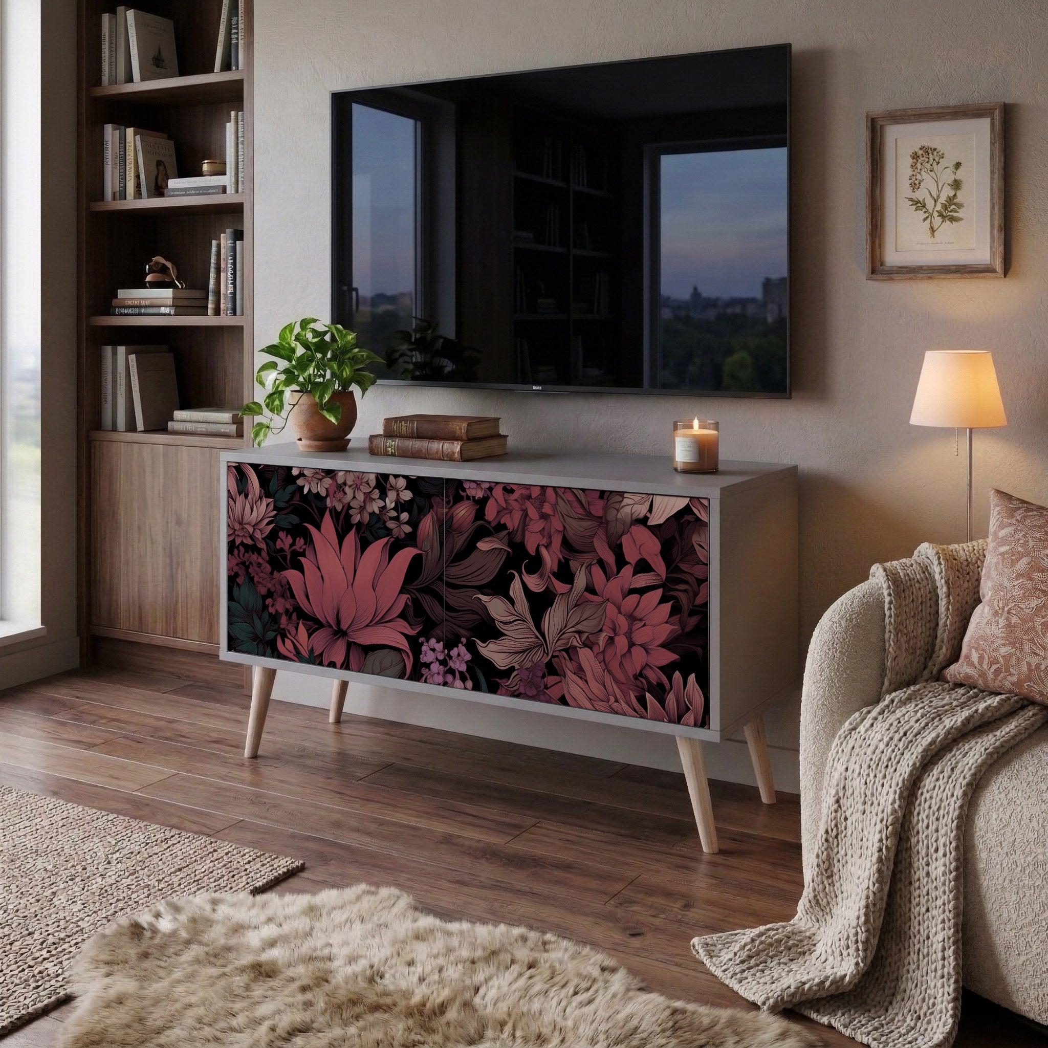 FLORAL WHISPER Kompaktowa szafka RTV 2-drzwiowa