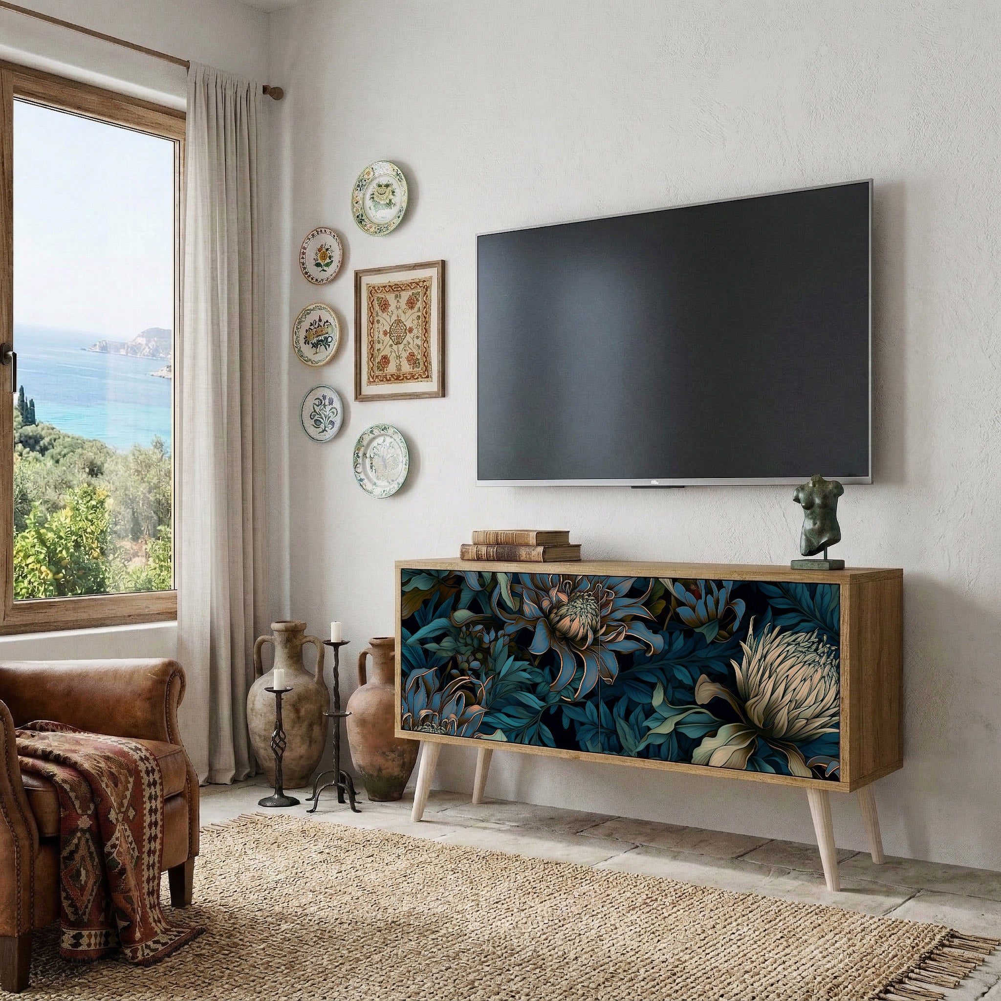 TWILIGHT BLOOM Kompaktowa szafka RTV 2-drzwiowa