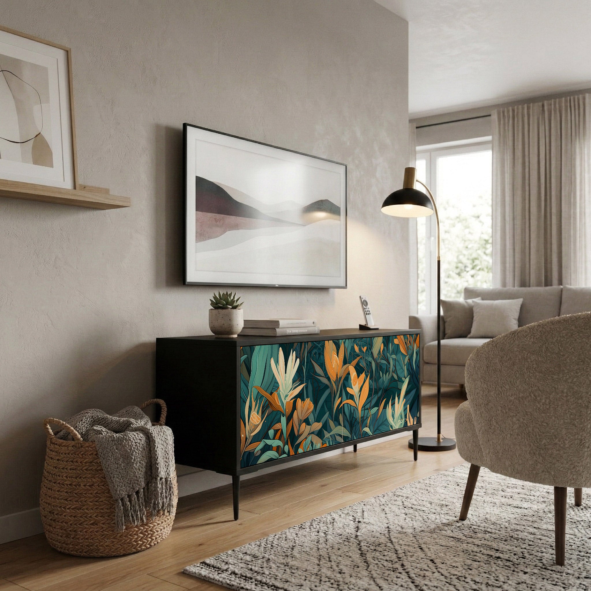 FLORAL SERENITY Kompaktowa szafka RTV 2-drzwiowa