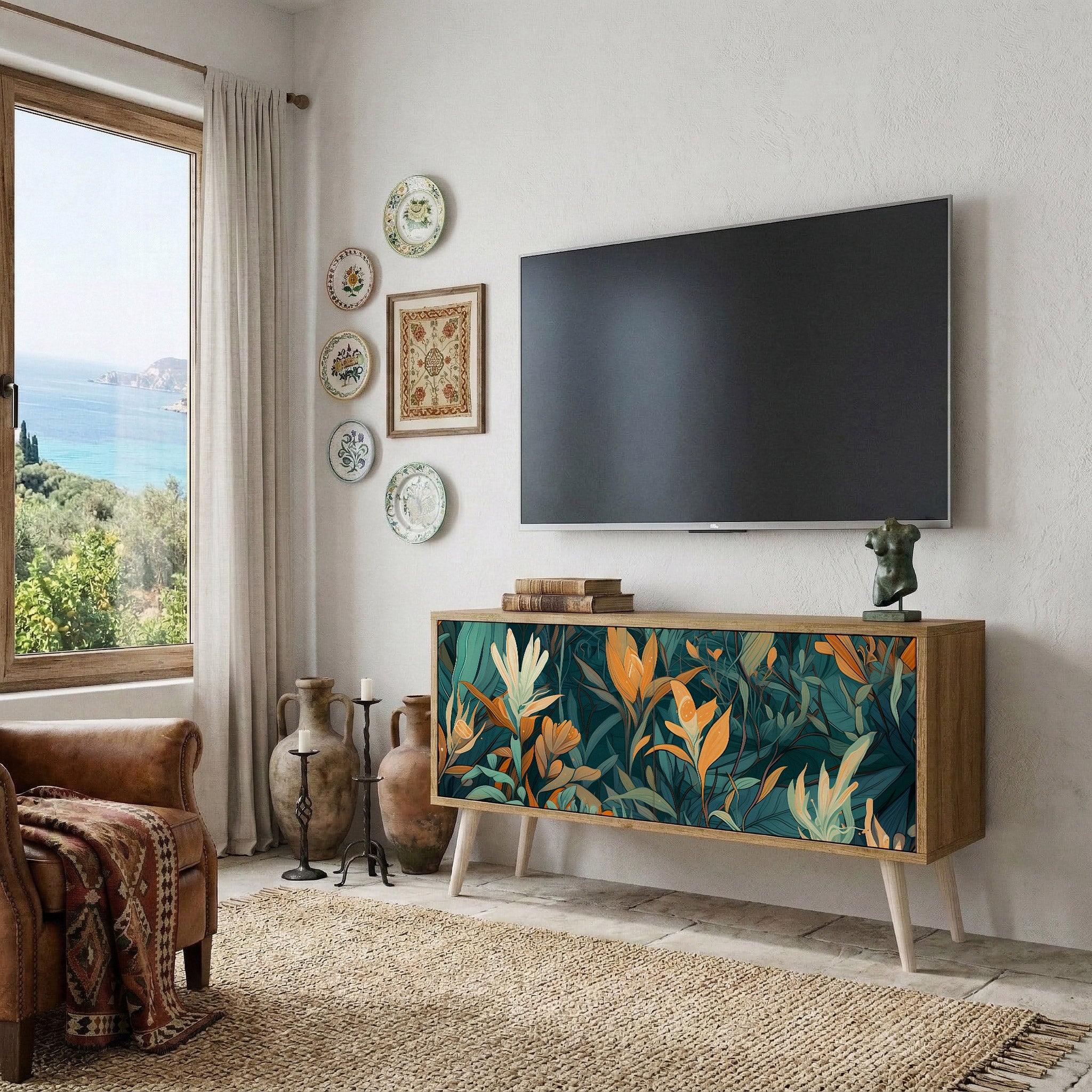 FLORAL SERENITY Kompaktowa szafka RTV 2-drzwiowa