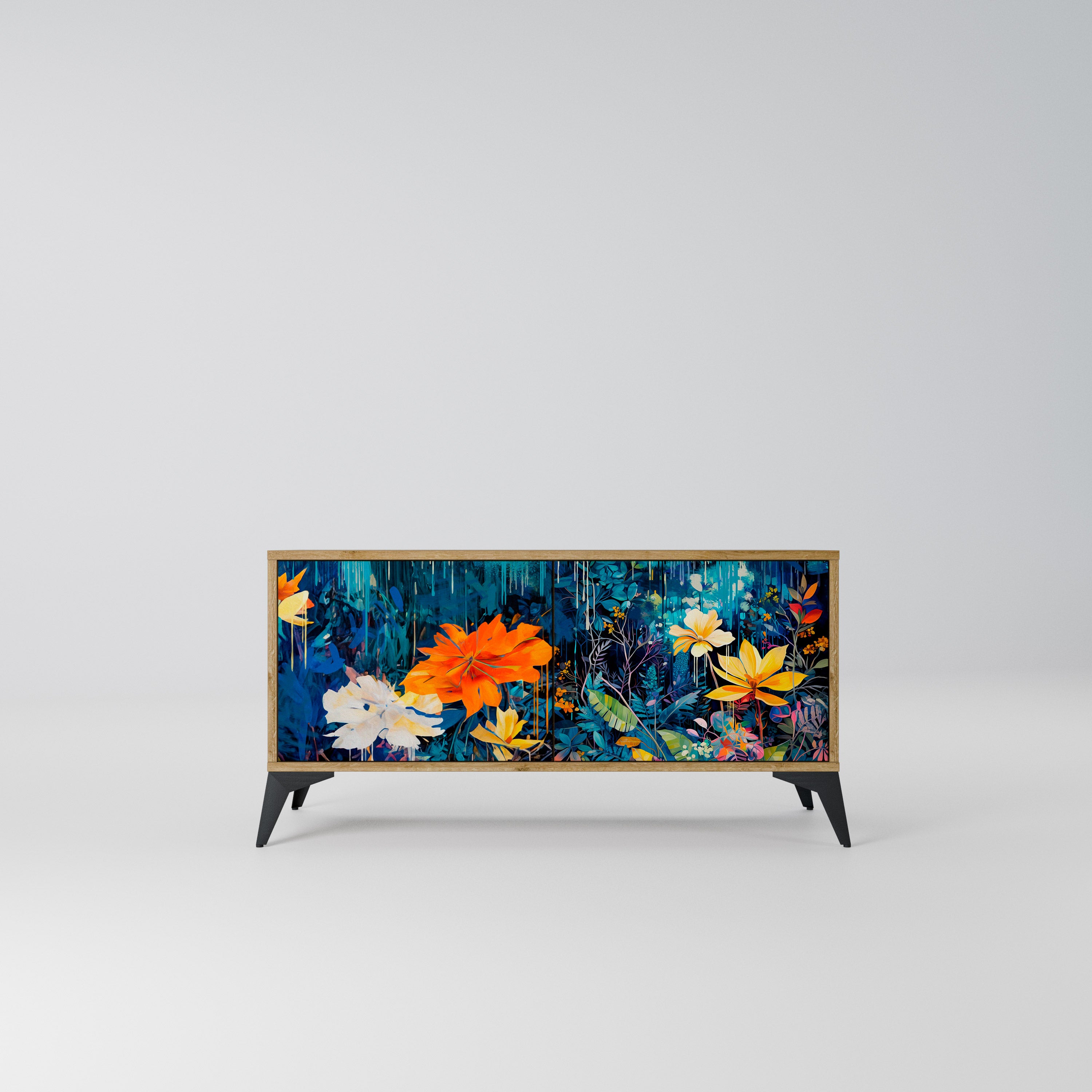 MIDNIGHT BLOSSOM Kompaktowa szafka RTV 2-drzwiowa