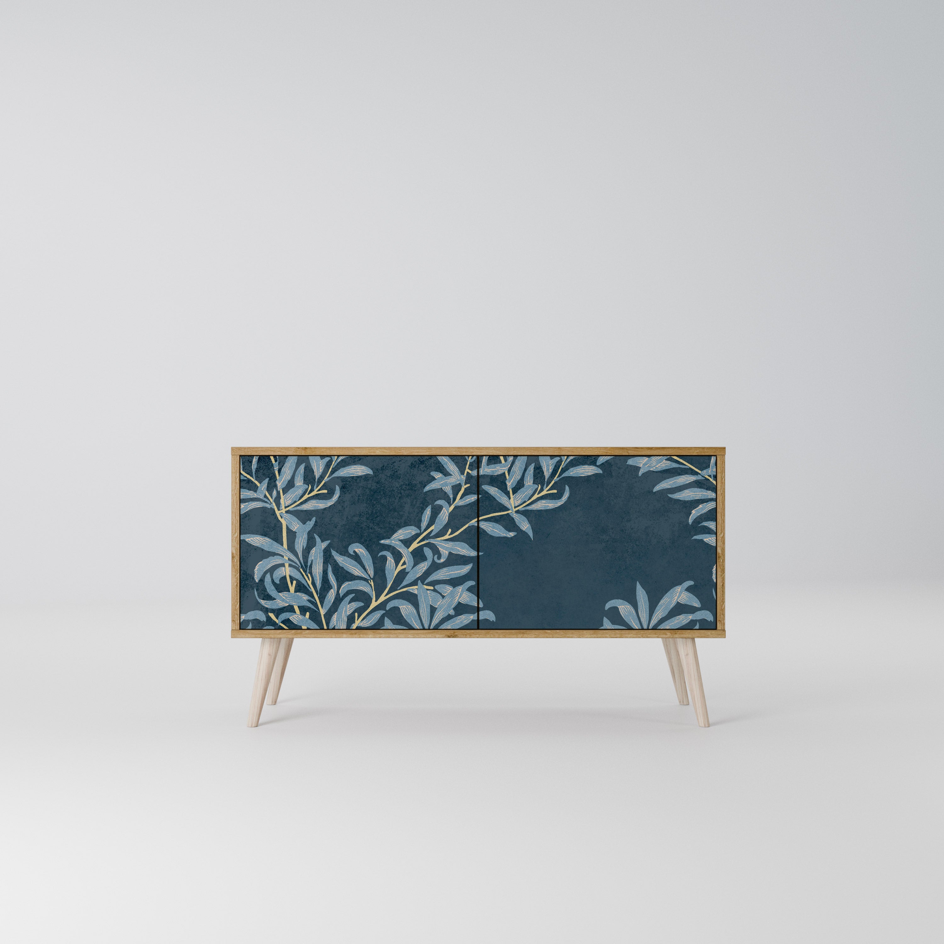 BLUE LEAVES Kompaktowa szafka RTV 2-drzwiowa