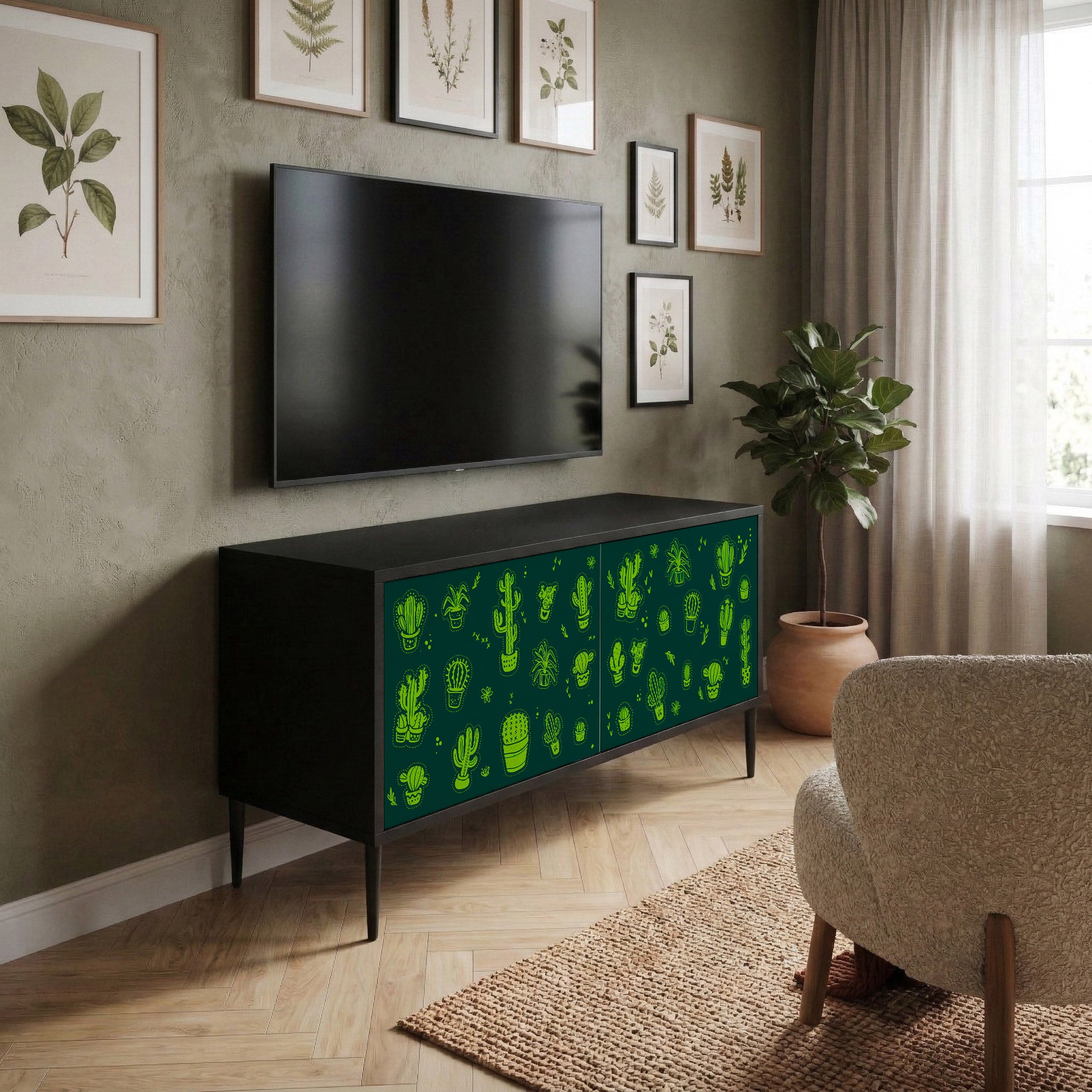 DESERT GREEN Kompaktowa szafka RTV 2-drzwiowa