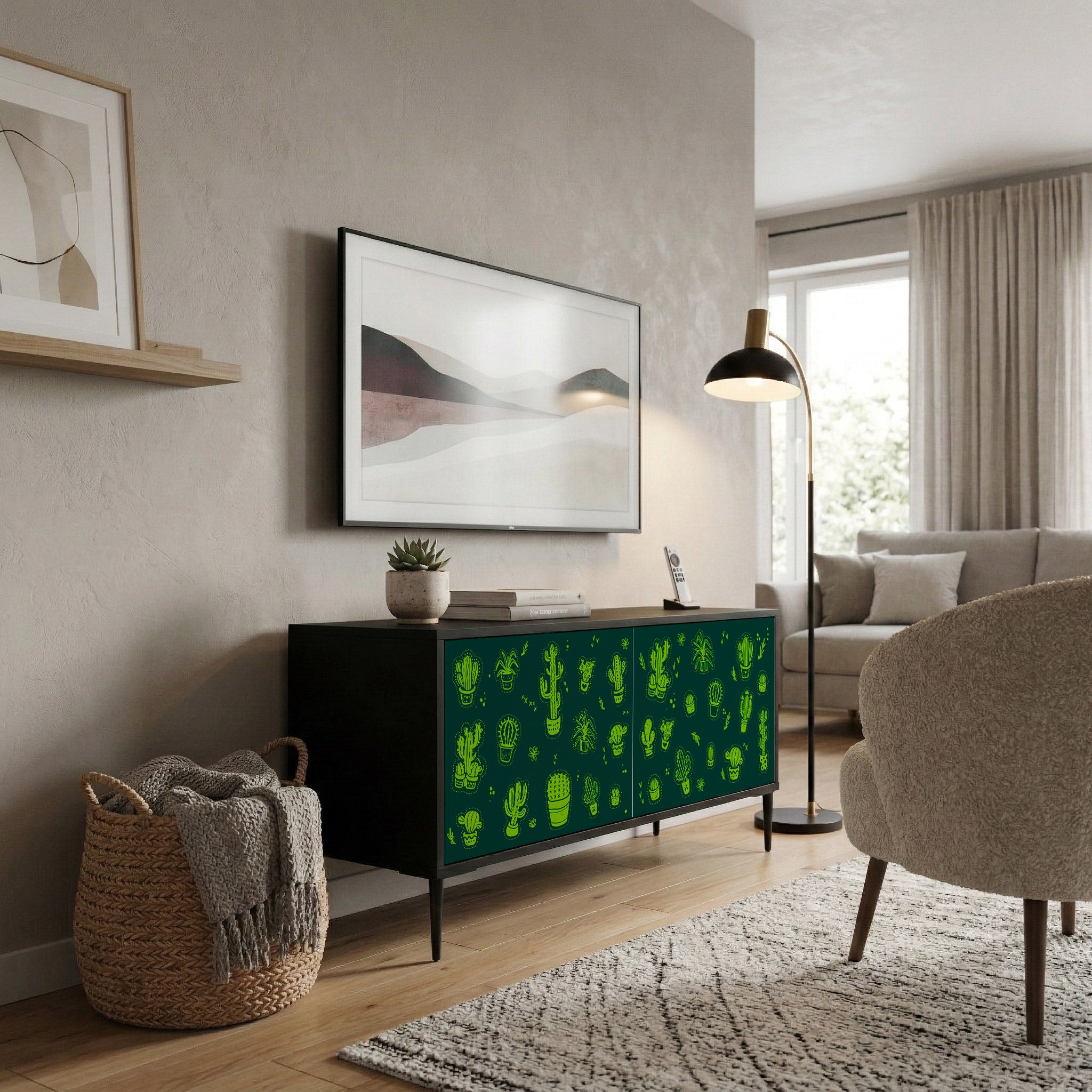 DESERT GREEN Kompaktowa szafka RTV 2-drzwiowa