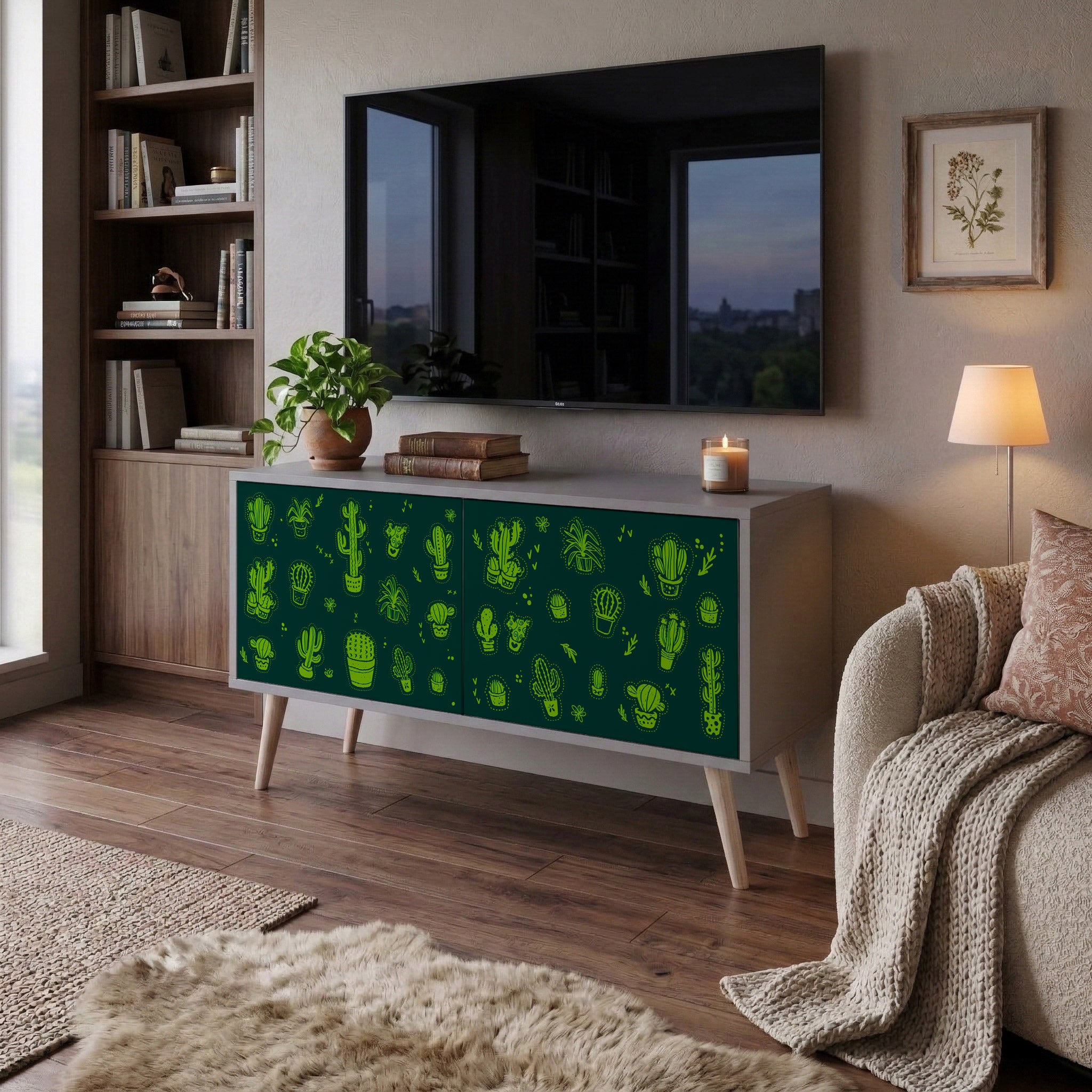 DESERT GREEN Kompaktowa szafka RTV 2-drzwiowa