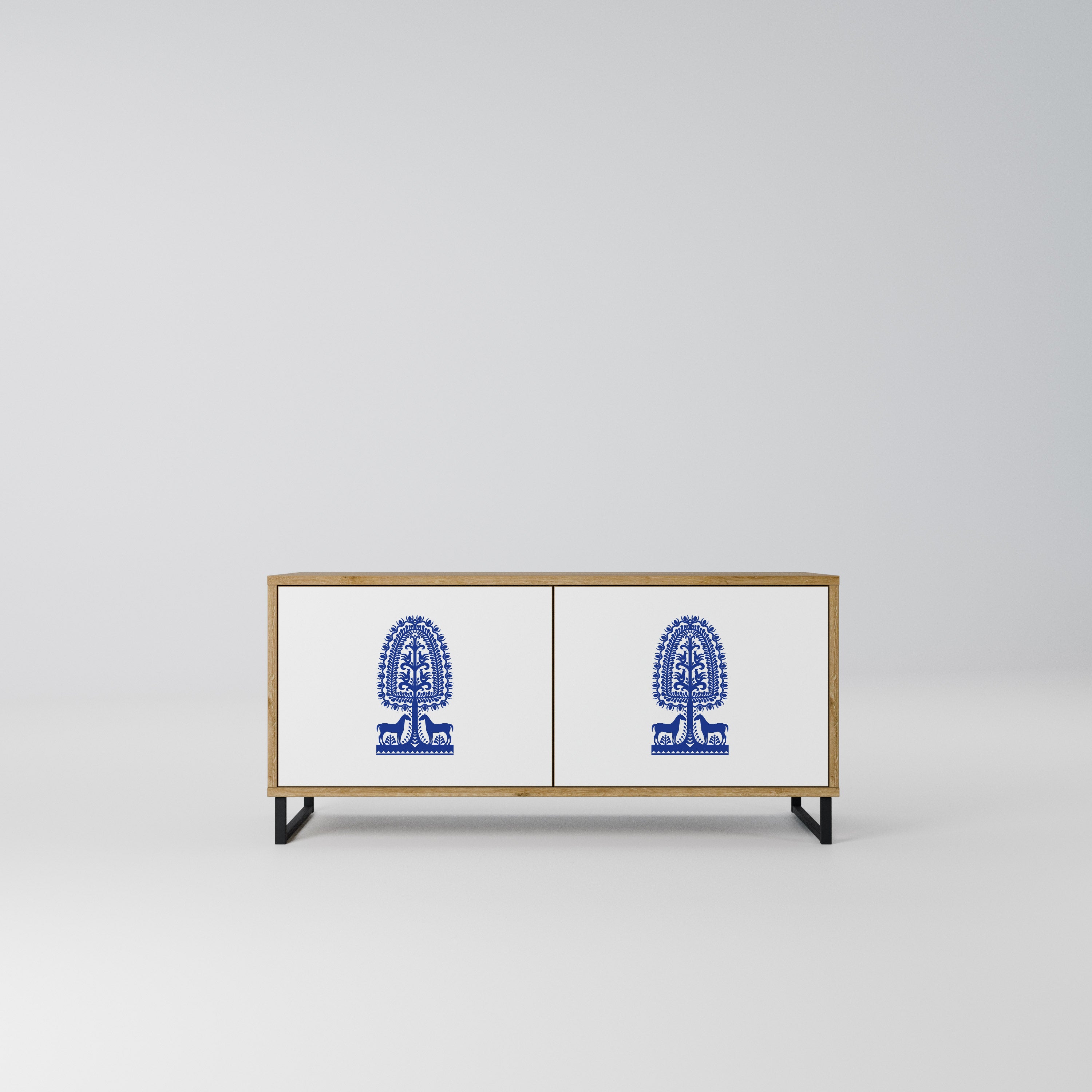 POLISH FOLK ART Kompaktowa szafka RTV 2-drzwiowa