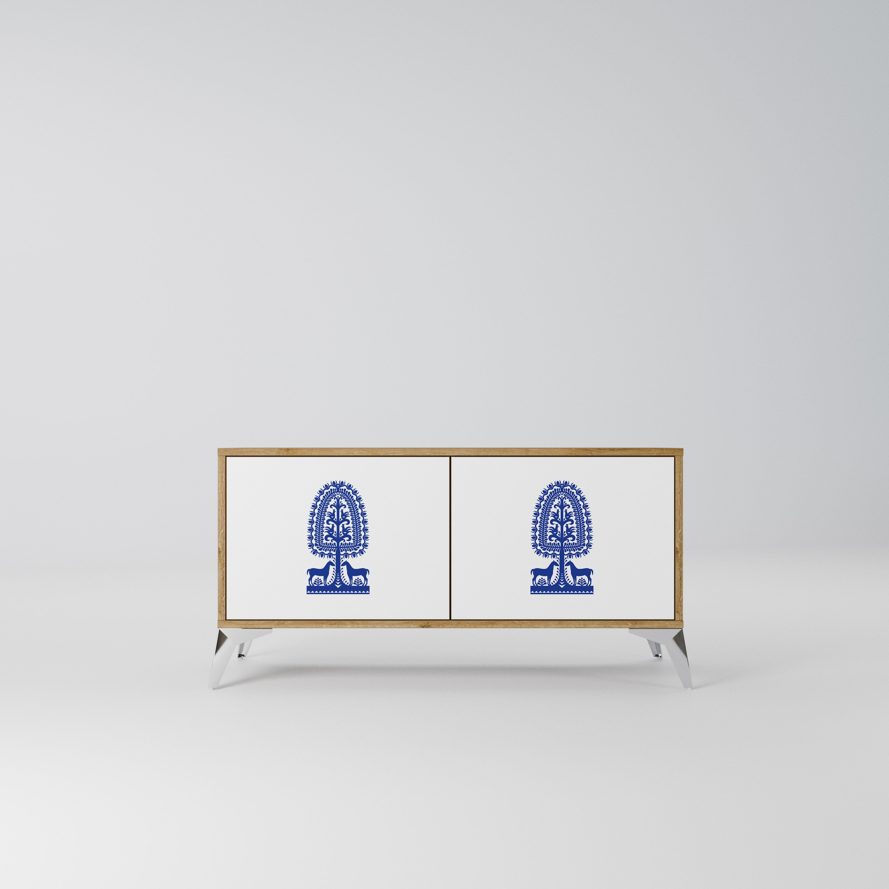 POLISH FOLK ART Kompaktowa szafka RTV 2-drzwiowa