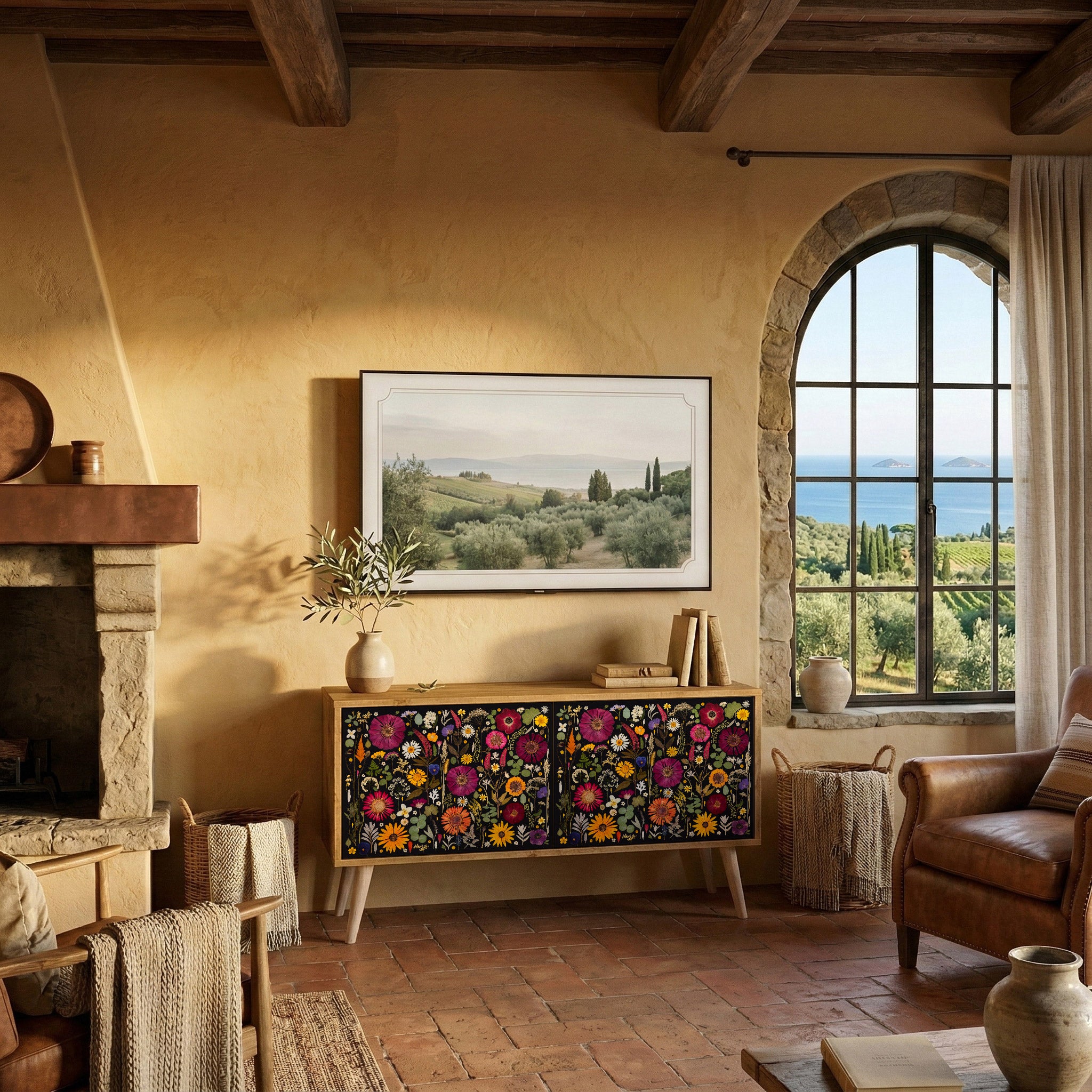 MIDNIGHT GARDEN Kompaktowa szafka RTV 2-drzwiowa