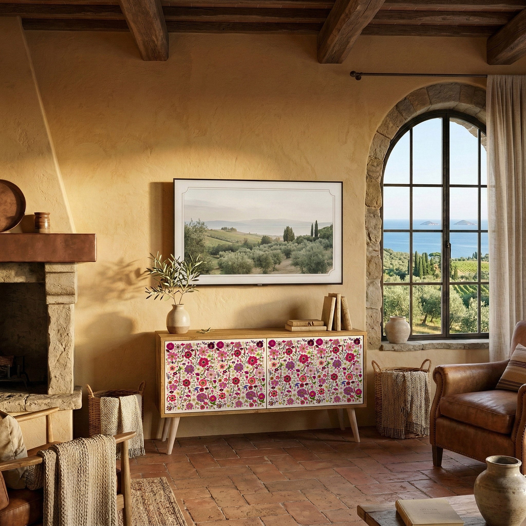 PETAL GARDEN Kompaktowa szafka RTV 2-drzwiowa