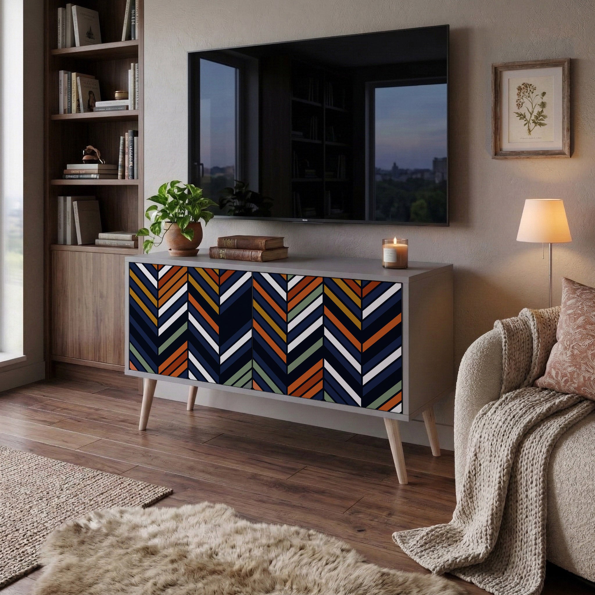 VIBRANT PATCHWORK Kompaktowa szafka RTV 2-drzwiowa