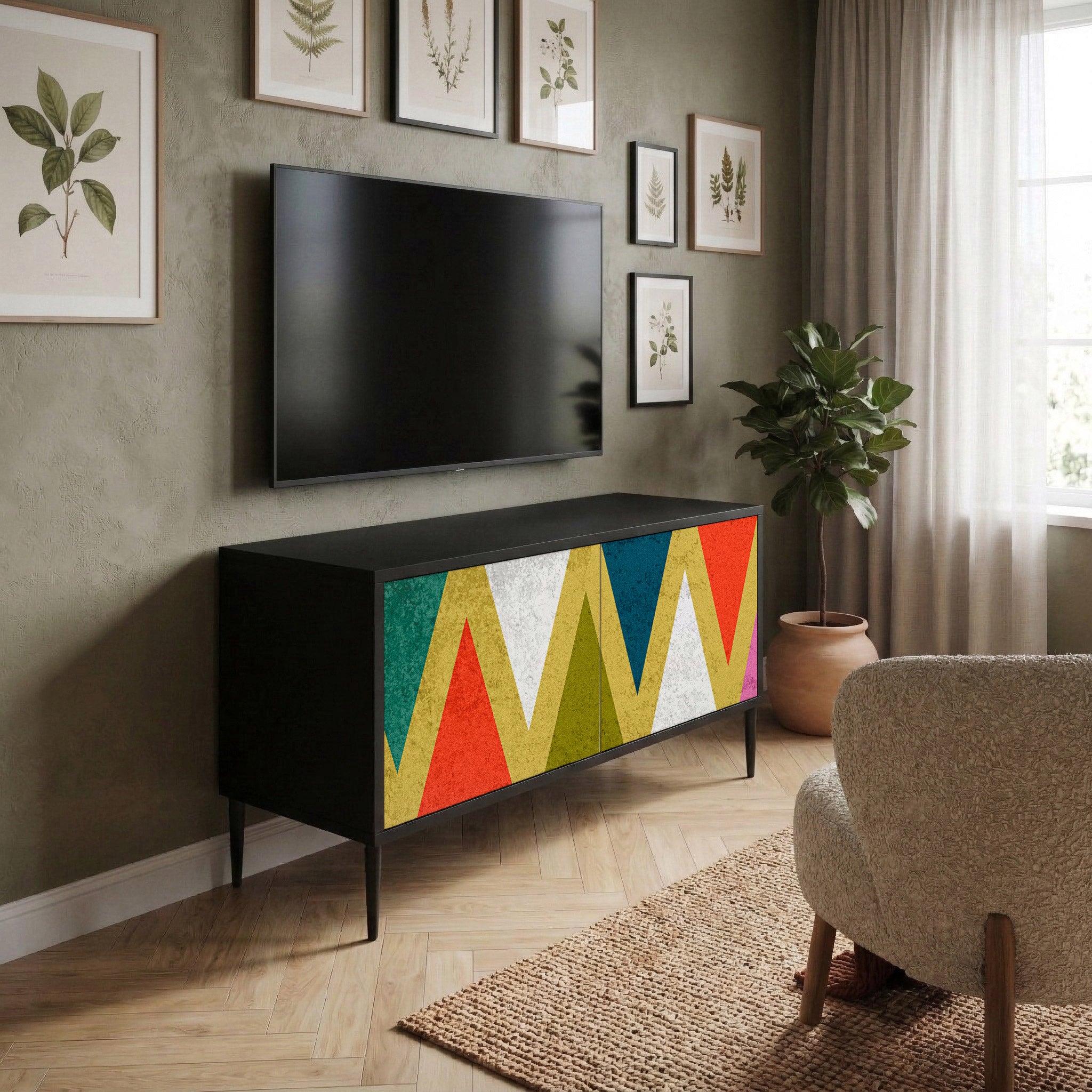 COLORFUL TRIANGLES Kompaktowa szafka RTV 2-drzwiowa