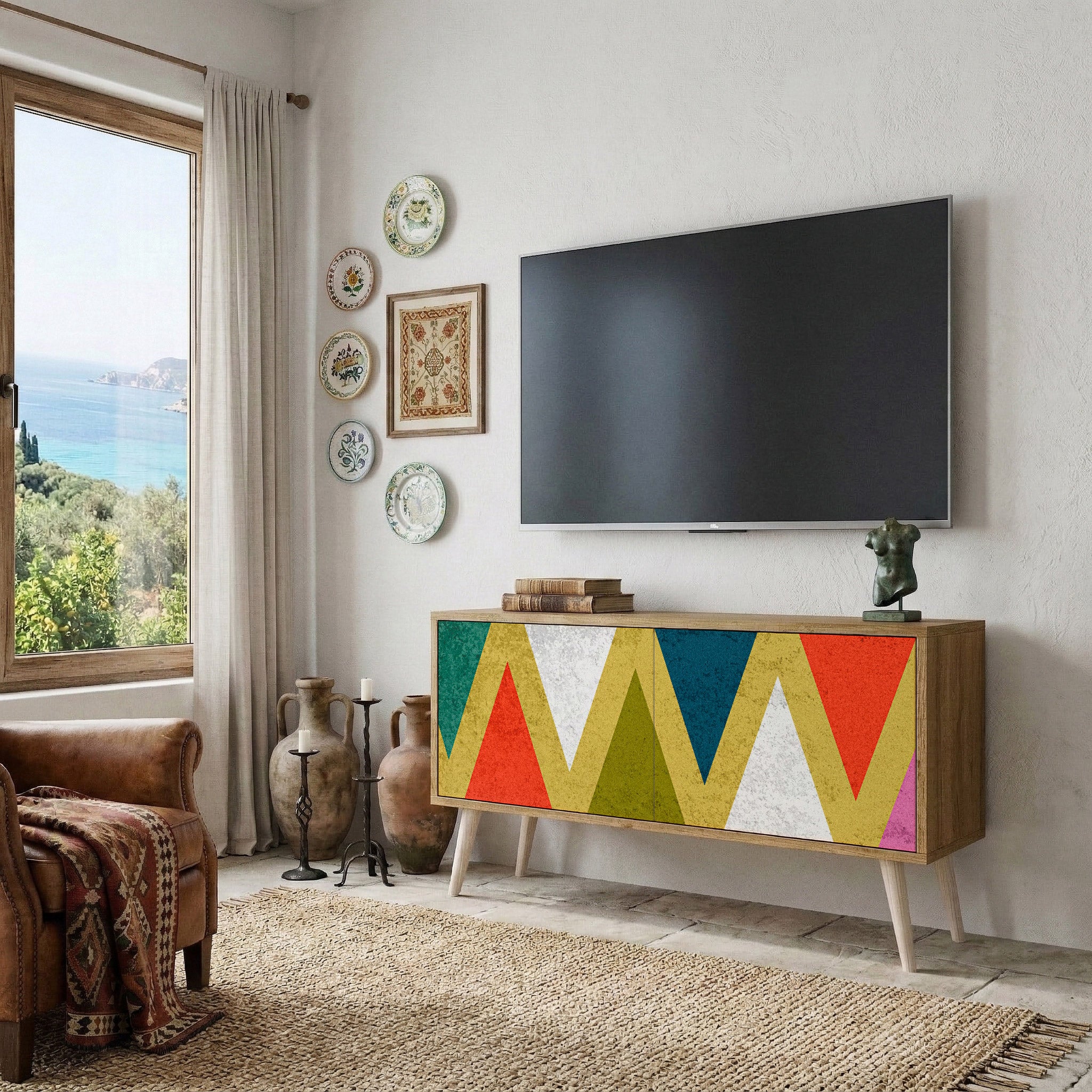 COLORFUL TRIANGLES Kompaktowa szafka RTV 2-drzwiowa