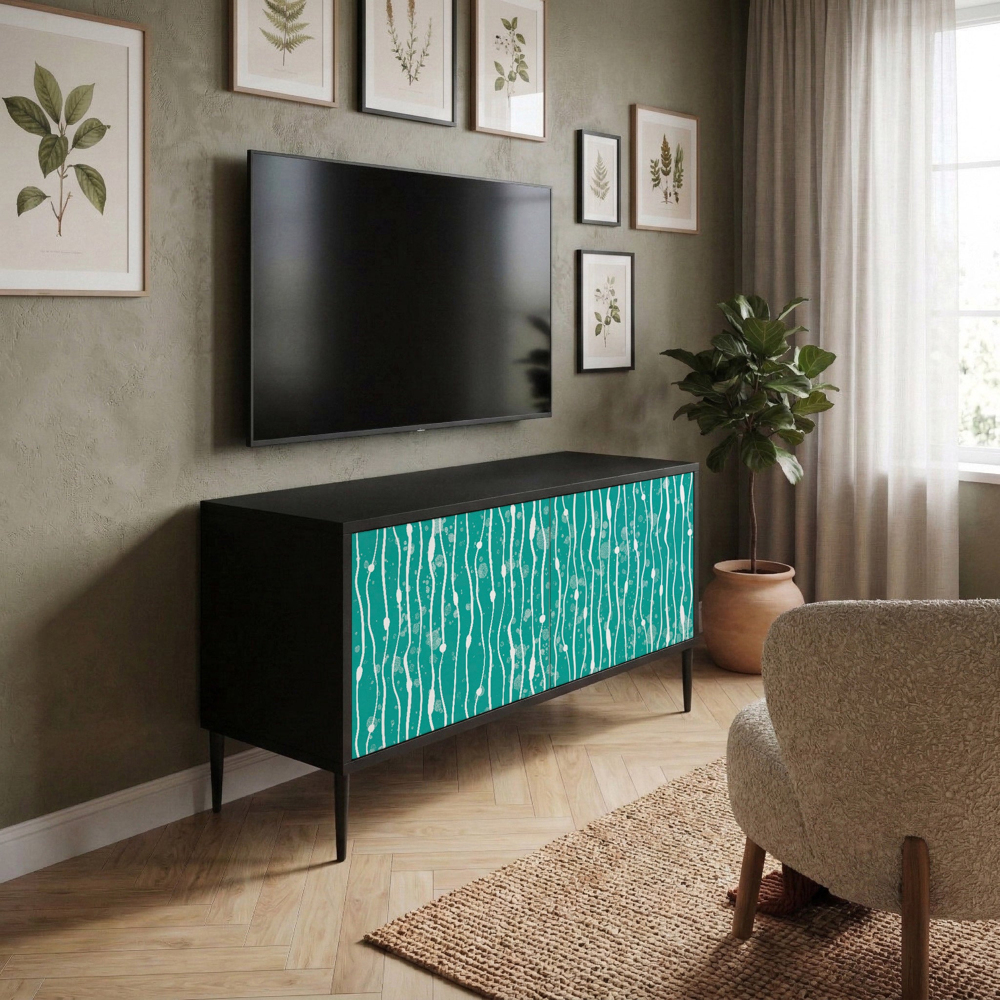 TURQUOISE RAIN Kompaktowa szafka RTV 2-drzwiowa