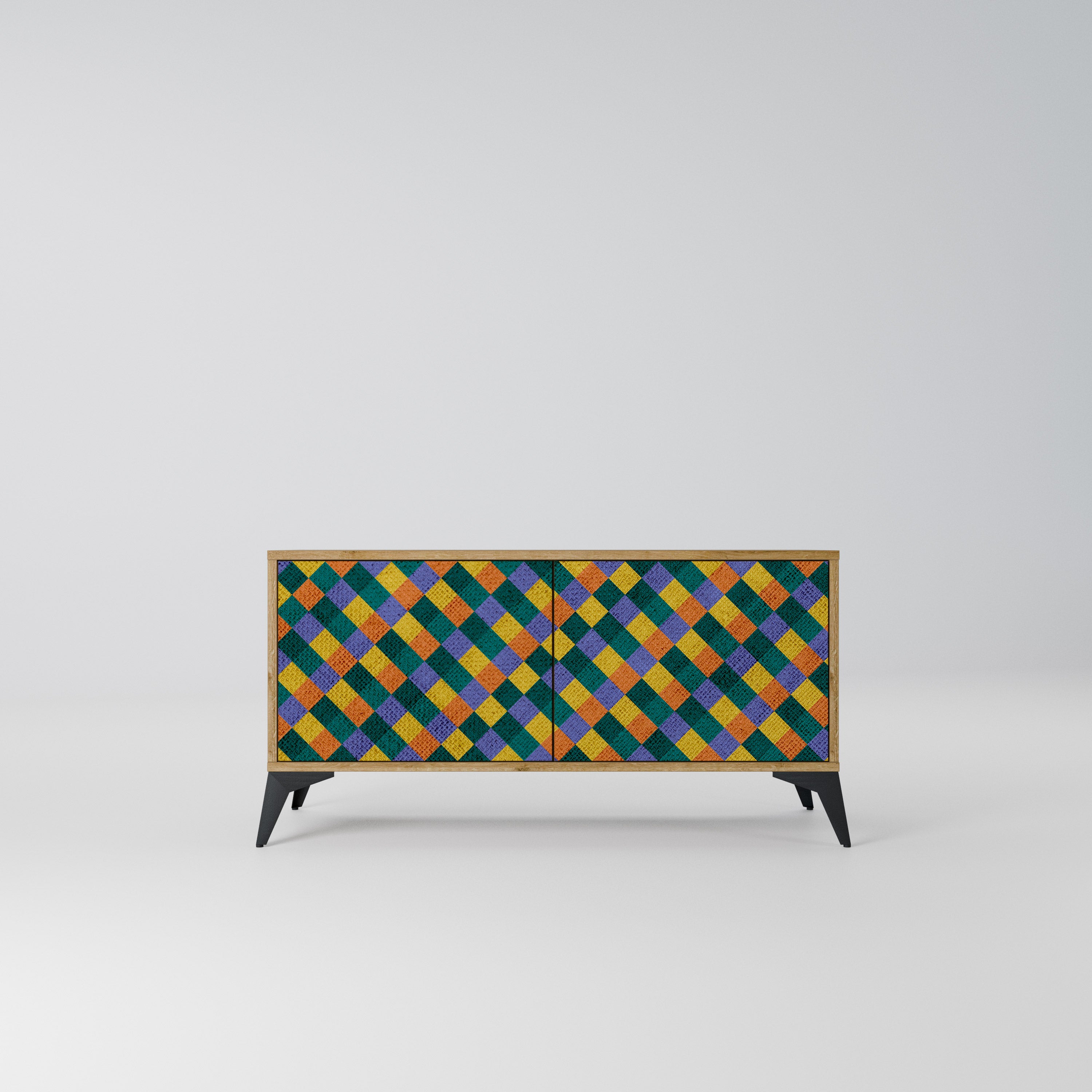 PAINTED SQUARES MIX Kompaktowa szafka RTV 2-drzwiowa