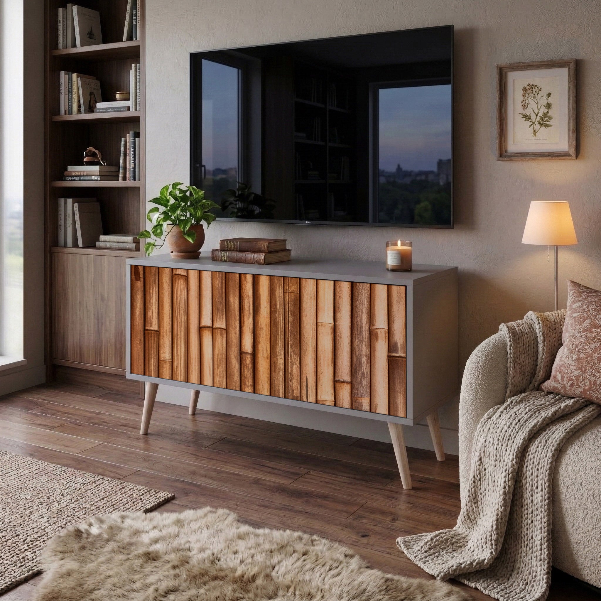 NATURAL WOOD Kompaktowa szafka RTV 2-drzwiowa