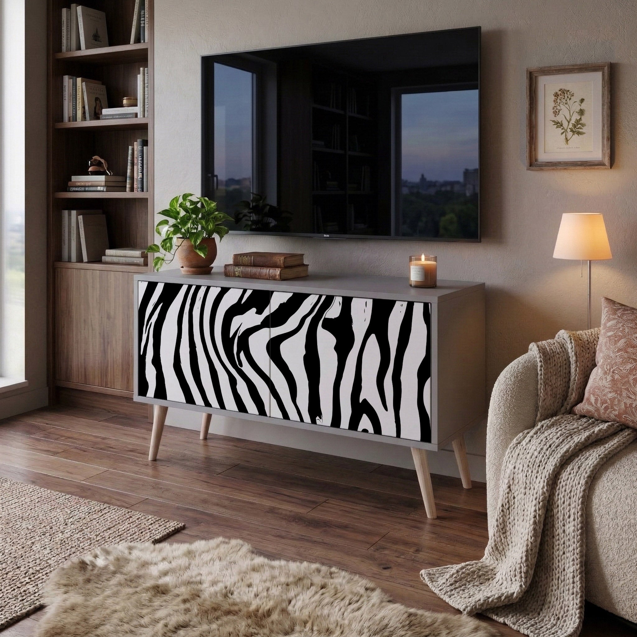 SPLENDID ZEBRA Kompaktowa szafka RTV 2-drzwiowa