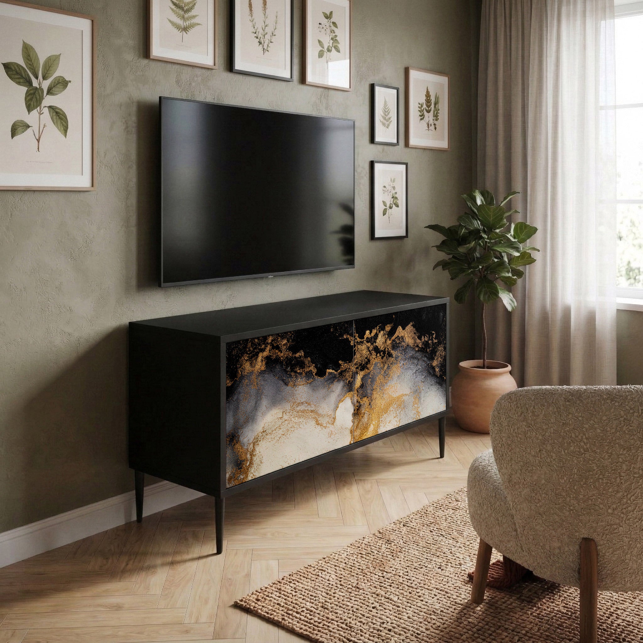 MARBLE OF TOMMORROW Kompaktowa szafka RTV 2-drzwiowa