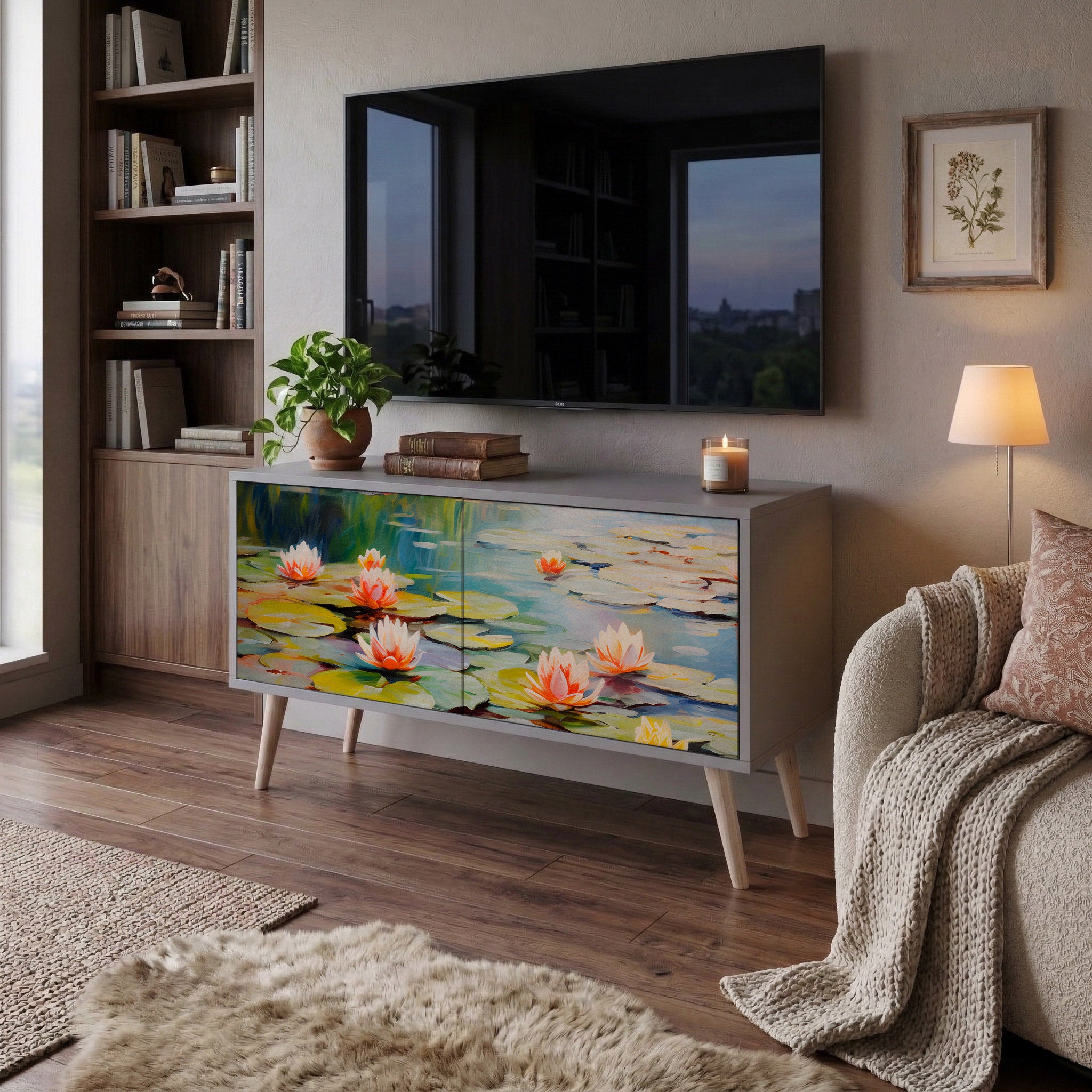 BLOOMING WATERS Kompaktowa szafka RTV 2-drzwiowa