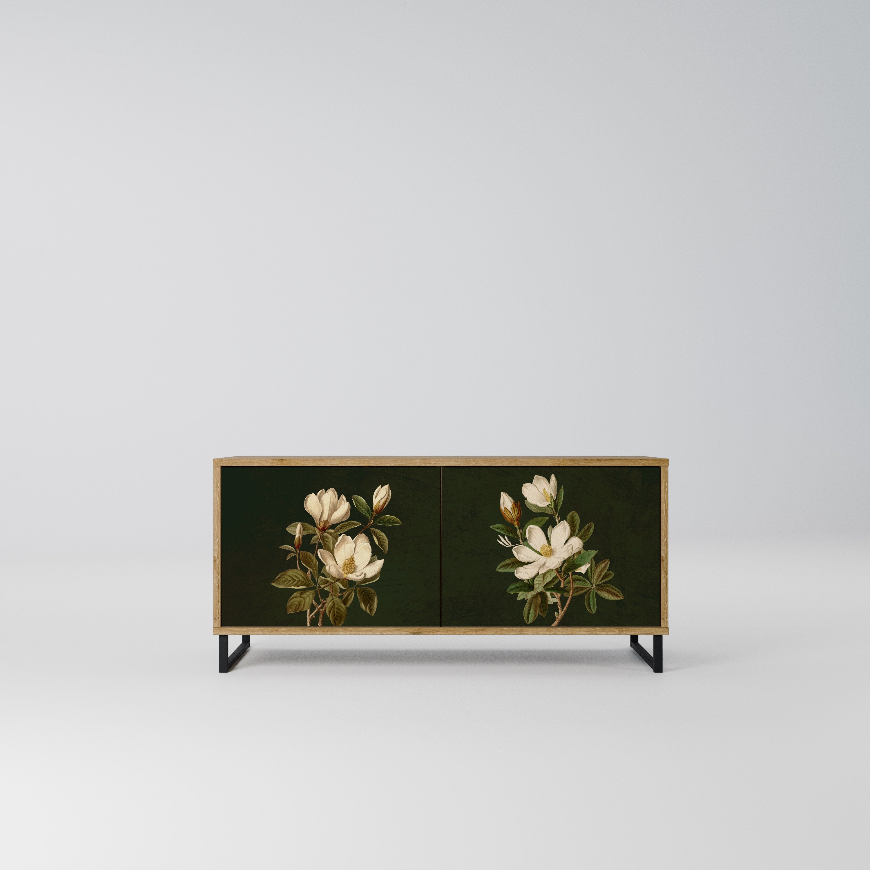 FLORAL NOIR Kompaktowa szafka RTV 2-drzwiowa