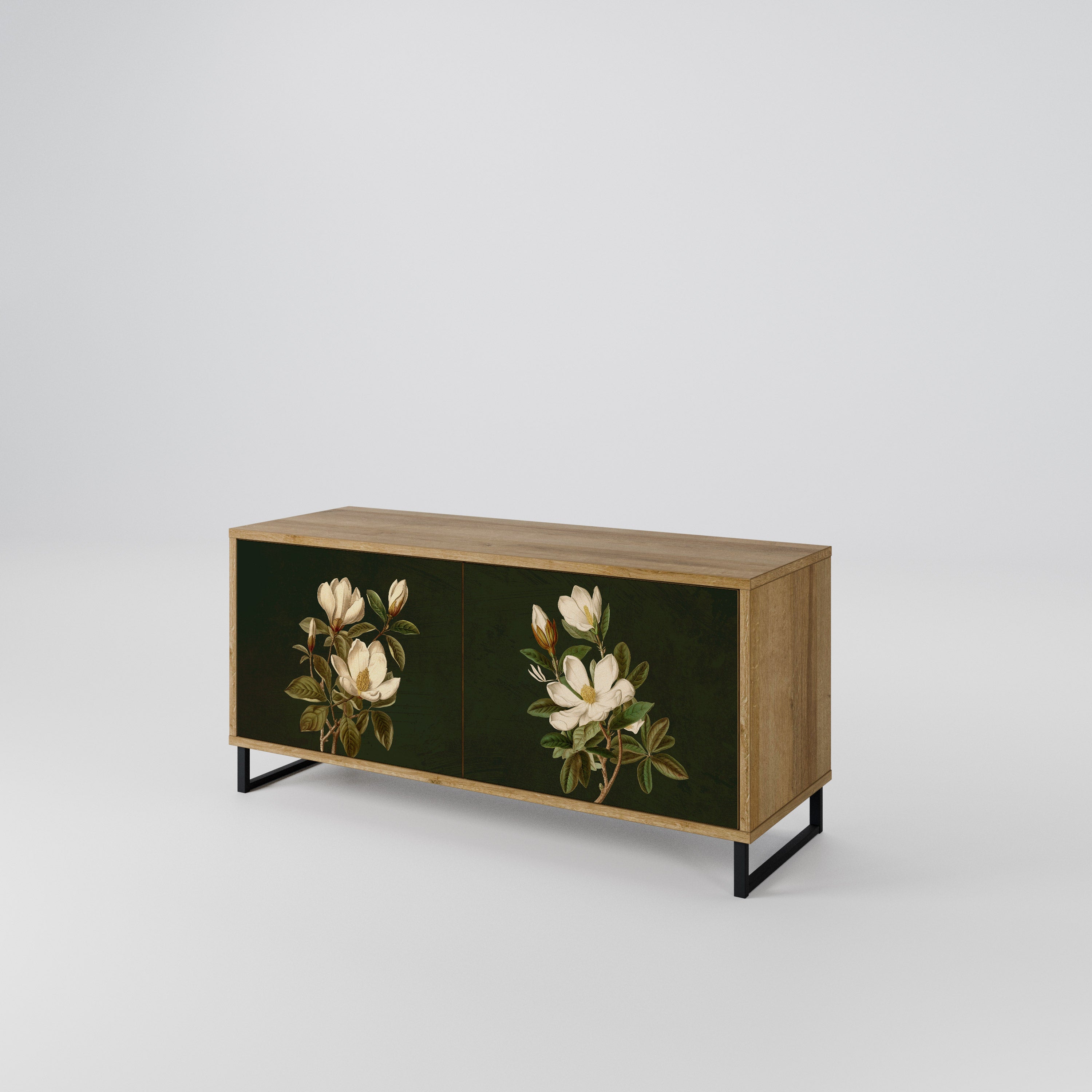 FLORAL NOIR Kompaktowa szafka RTV 2-drzwiowa