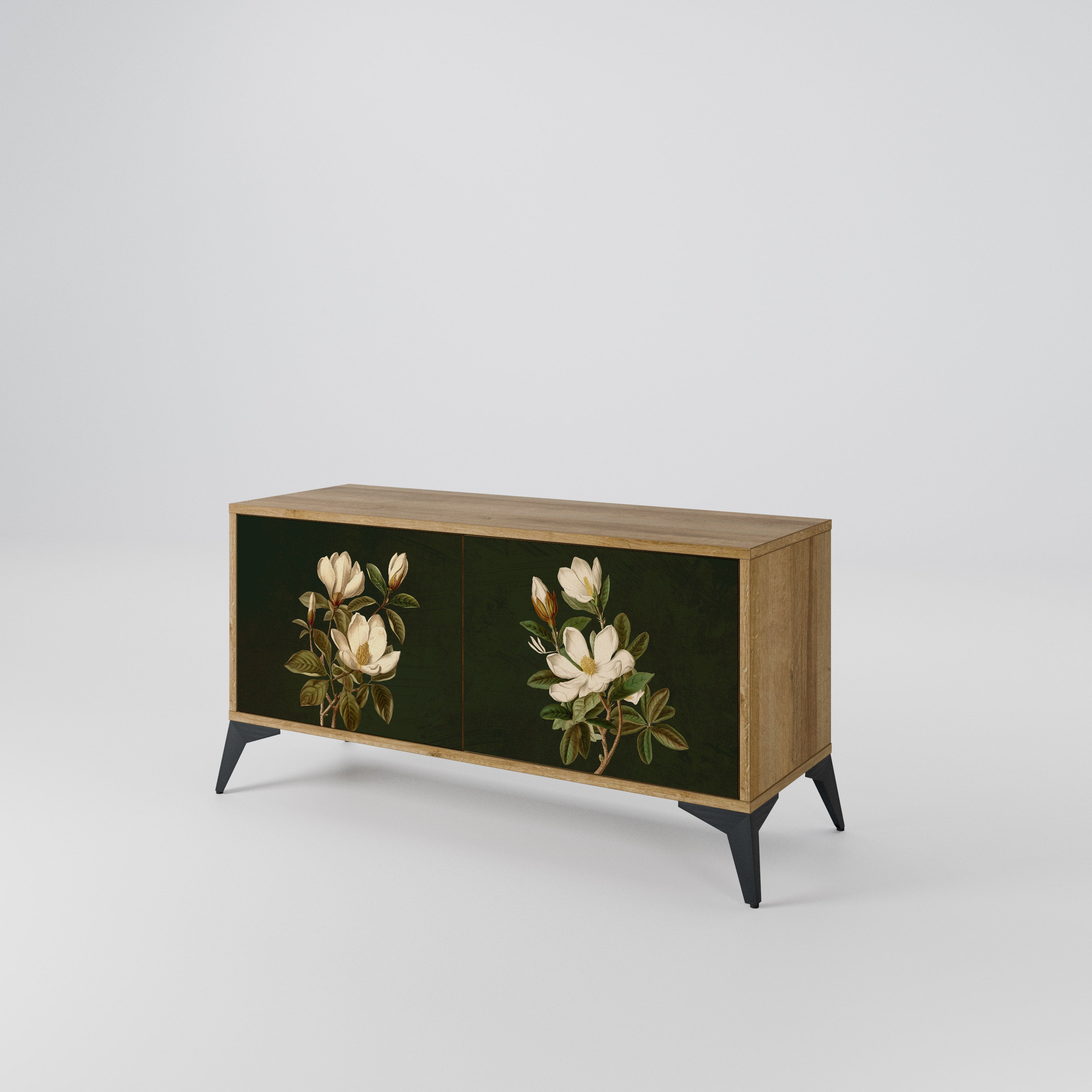 FLORAL NOIR Kompaktowa szafka RTV 2-drzwiowa