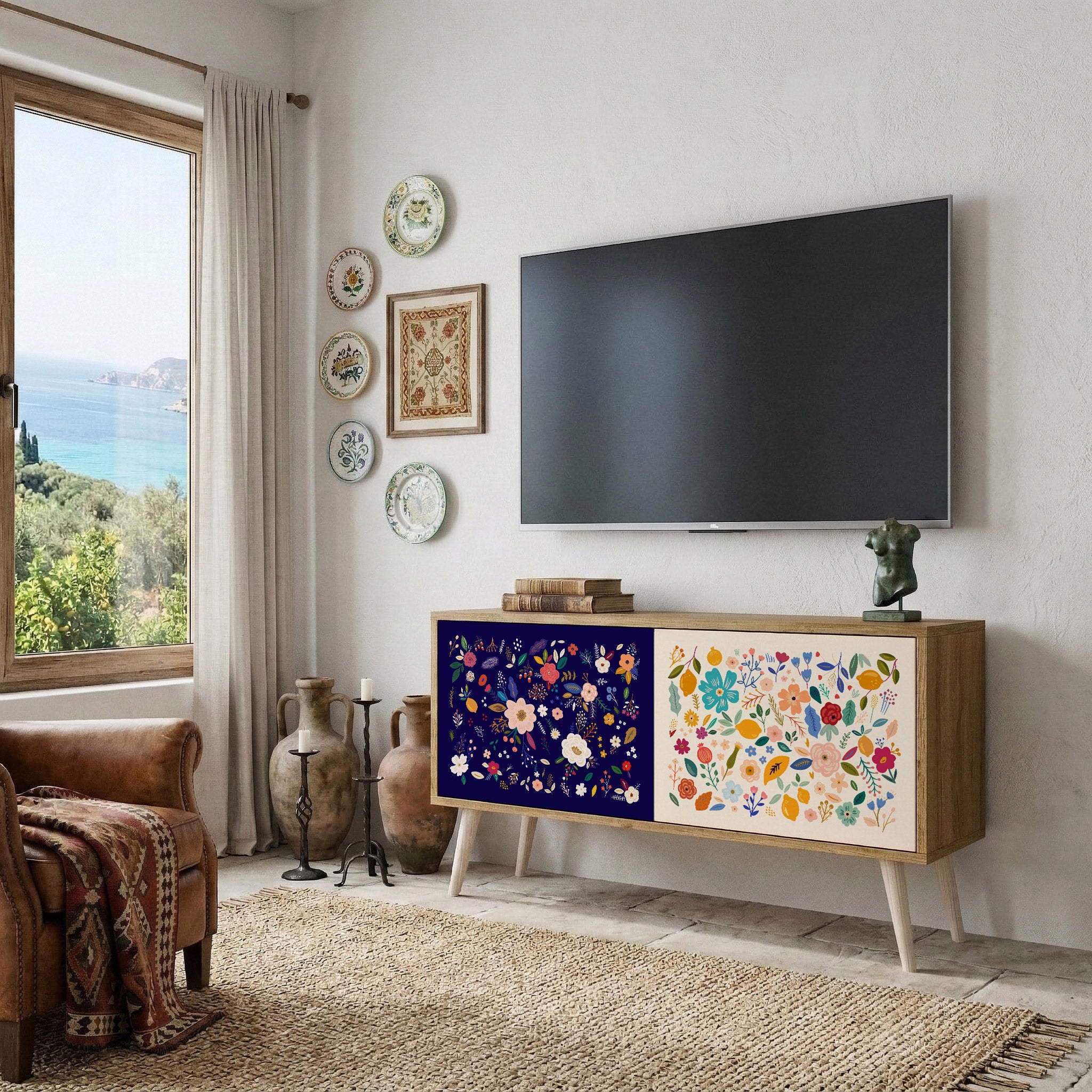 FLORAL COMBINATION Kompaktowa szafka RTV 2-drzwiowa