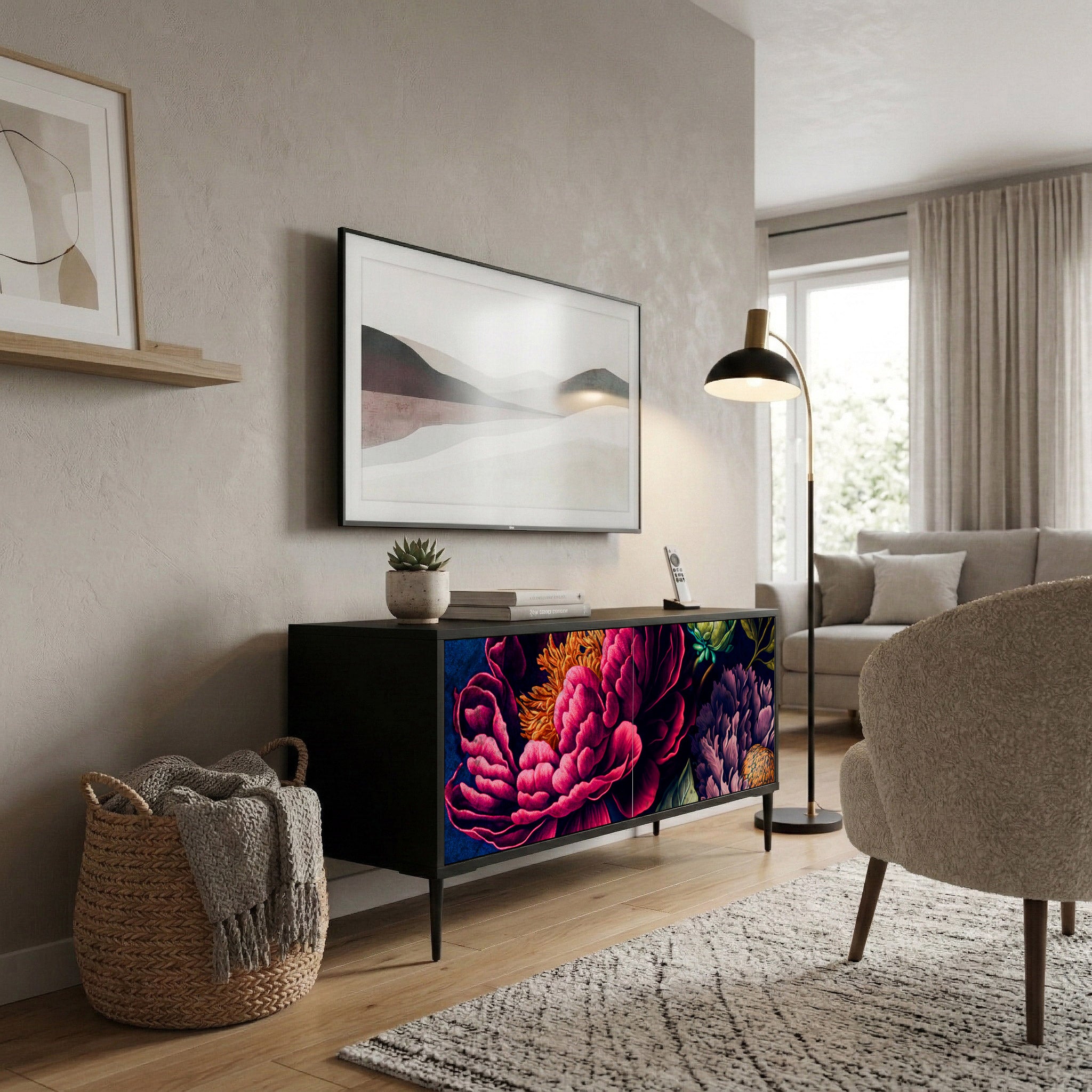 BLOOMING ELEGANCE Kompaktowa szafka RTV 2-drzwiowa