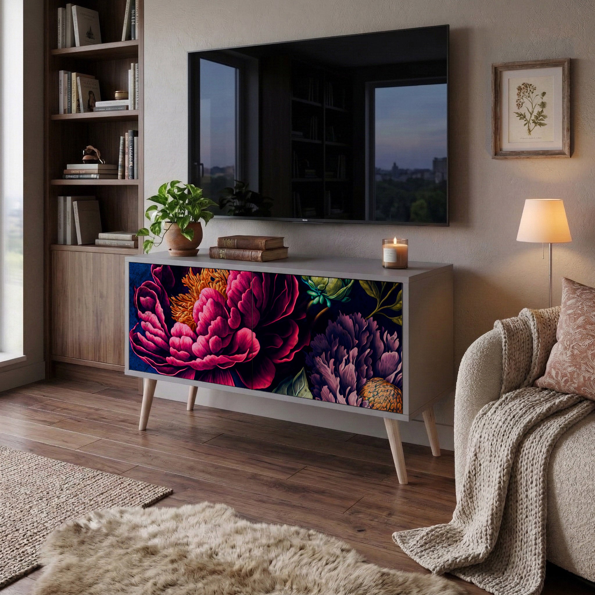 BLOOMING ELEGANCE Kompaktowa szafka RTV 2-drzwiowa