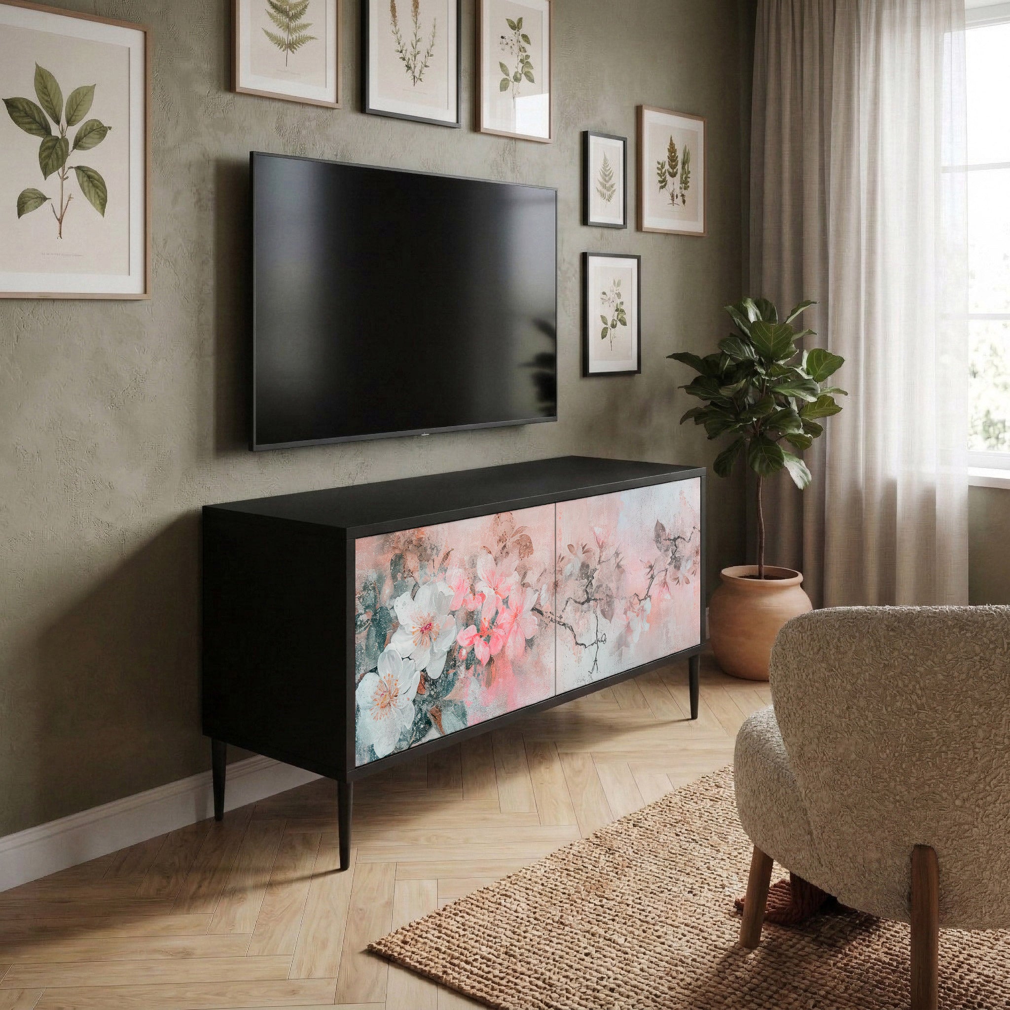 CHERRY BLOSSOM Kompaktowa szafka RTV 2-drzwiowa