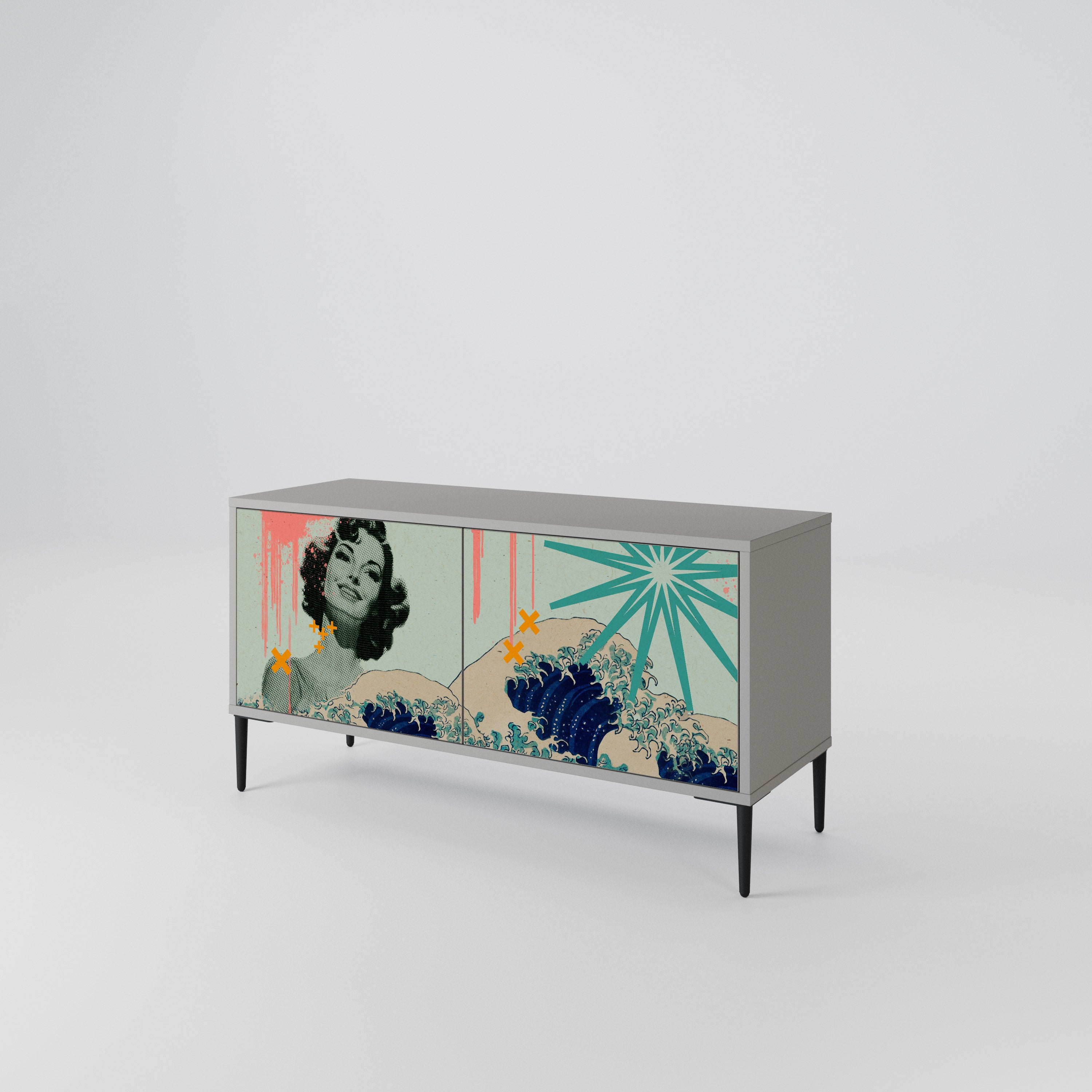 KANAGAWA BEAUTY Kompaktowa szafka RTV 2-drzwiowa