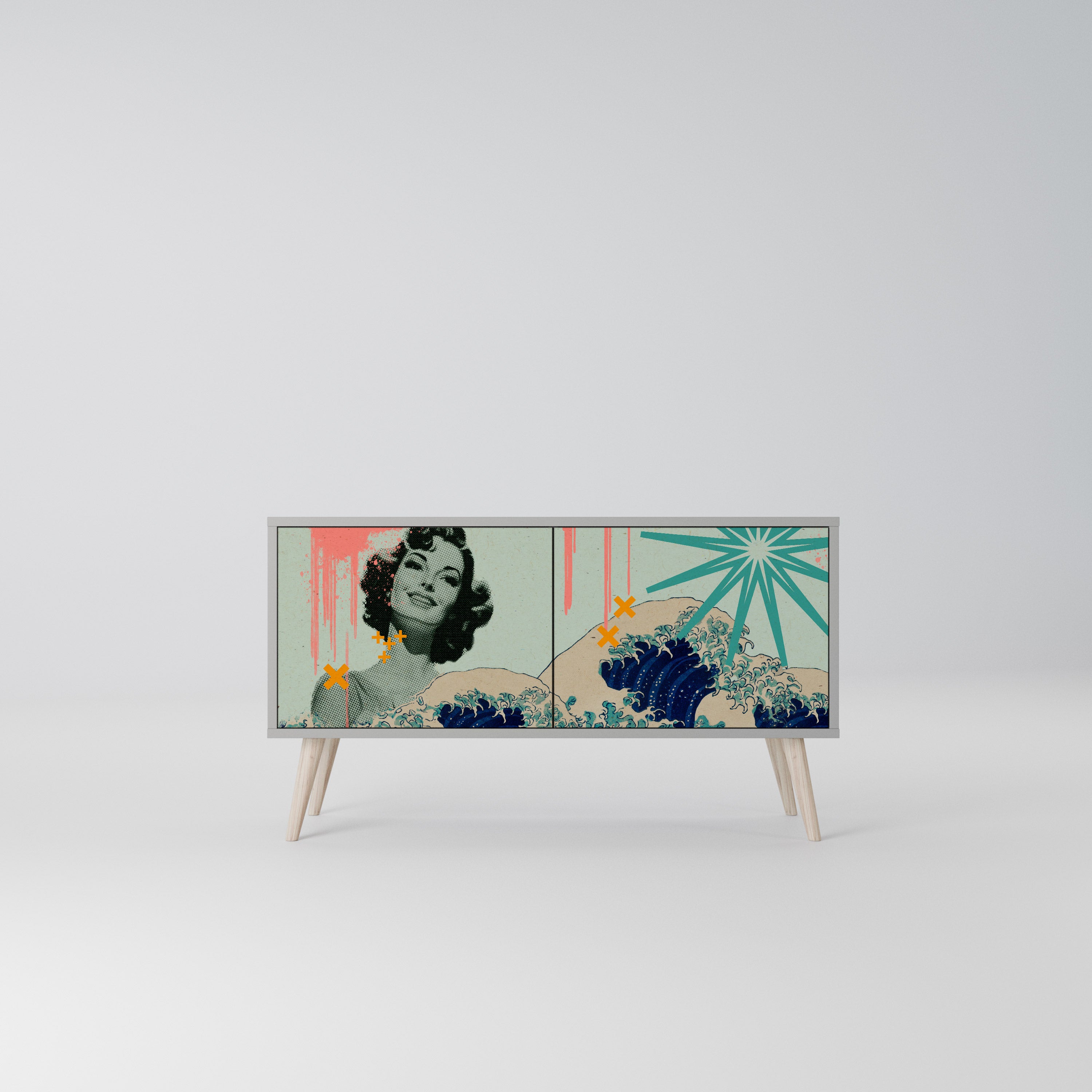 KANAGAWA BEAUTY Kompaktowa szafka RTV 2-drzwiowa