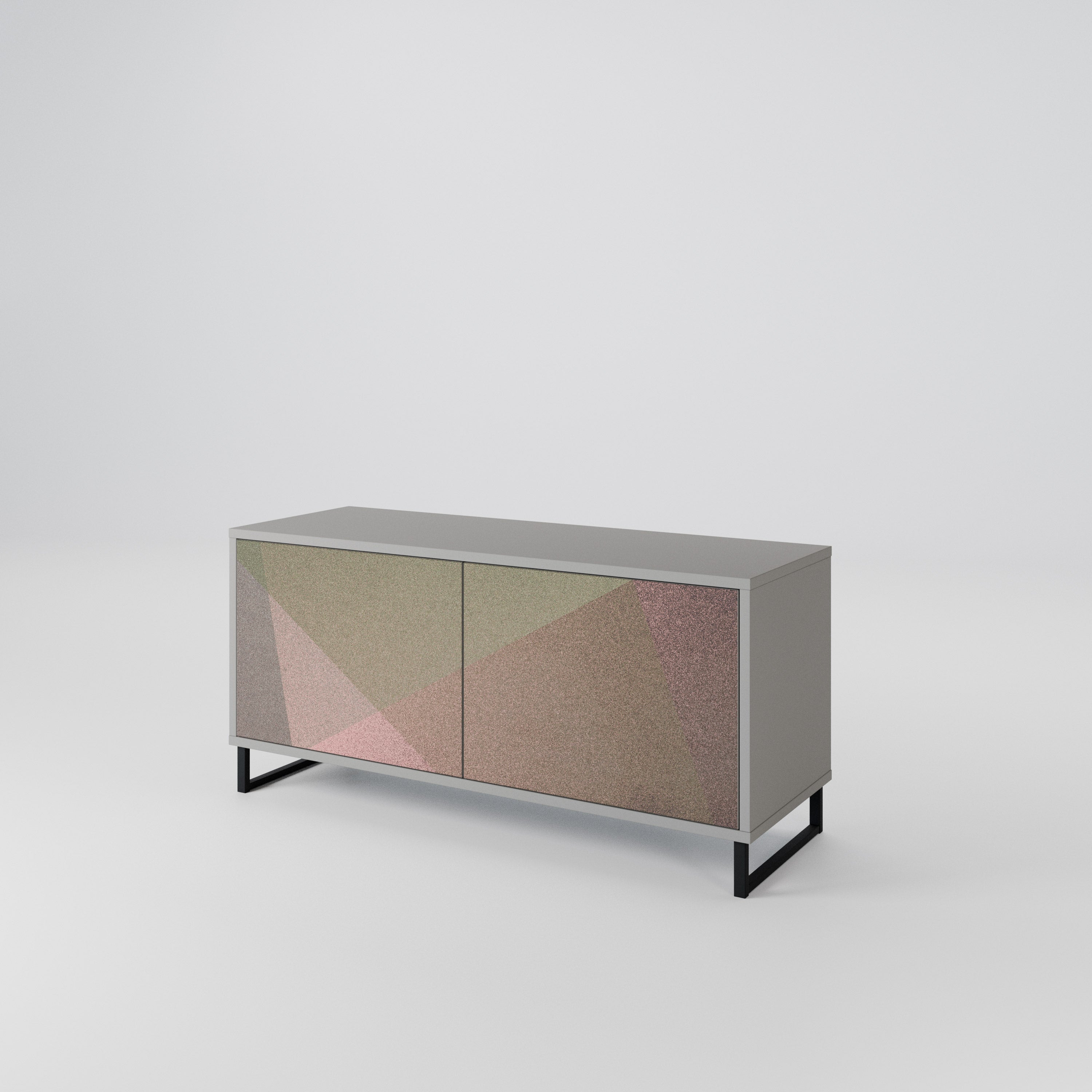 BEIGE GEOMETRY Kompaktowa szafka RTV 2-drzwiowa