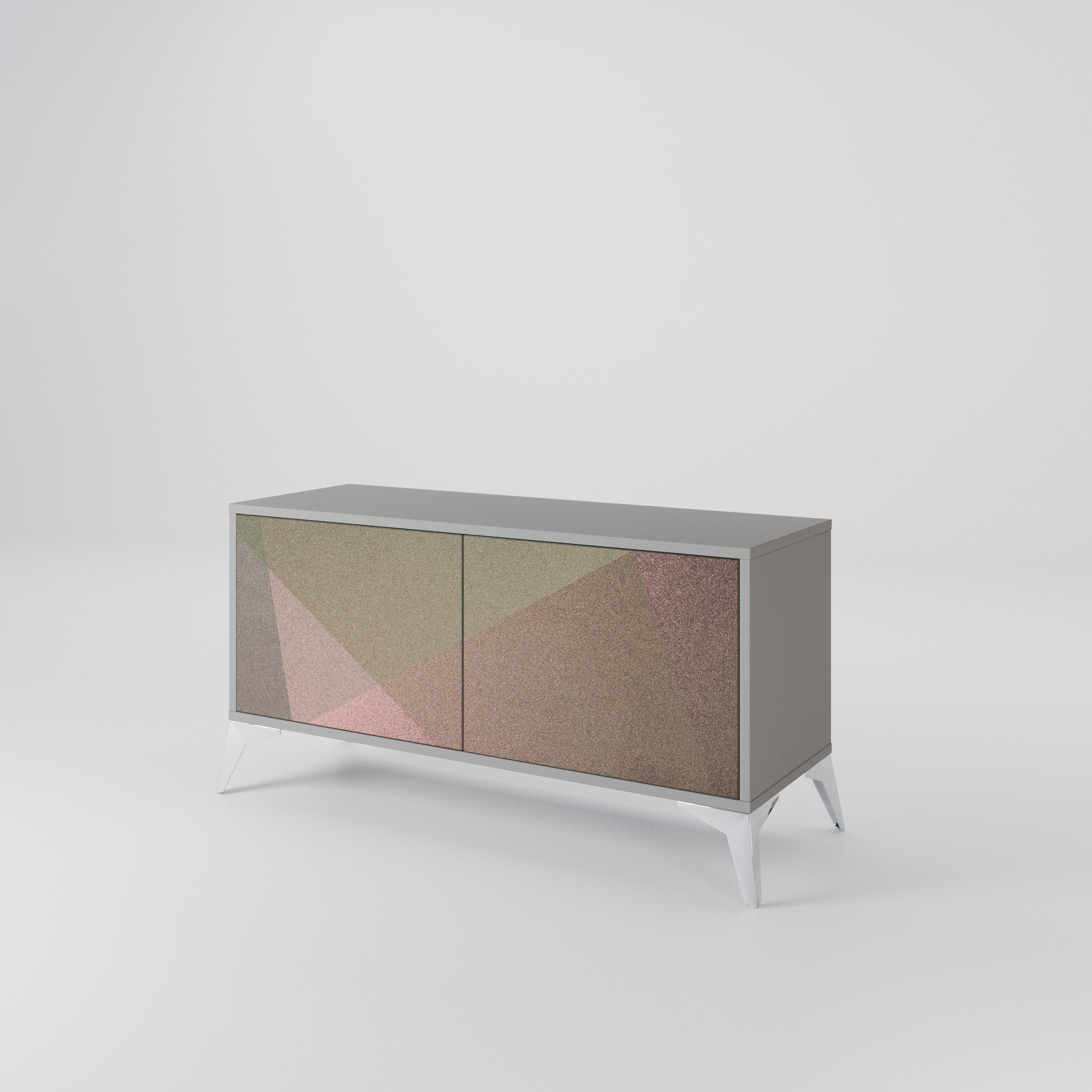 BEIGE GEOMETRY Kompaktowa szafka RTV 2-drzwiowa