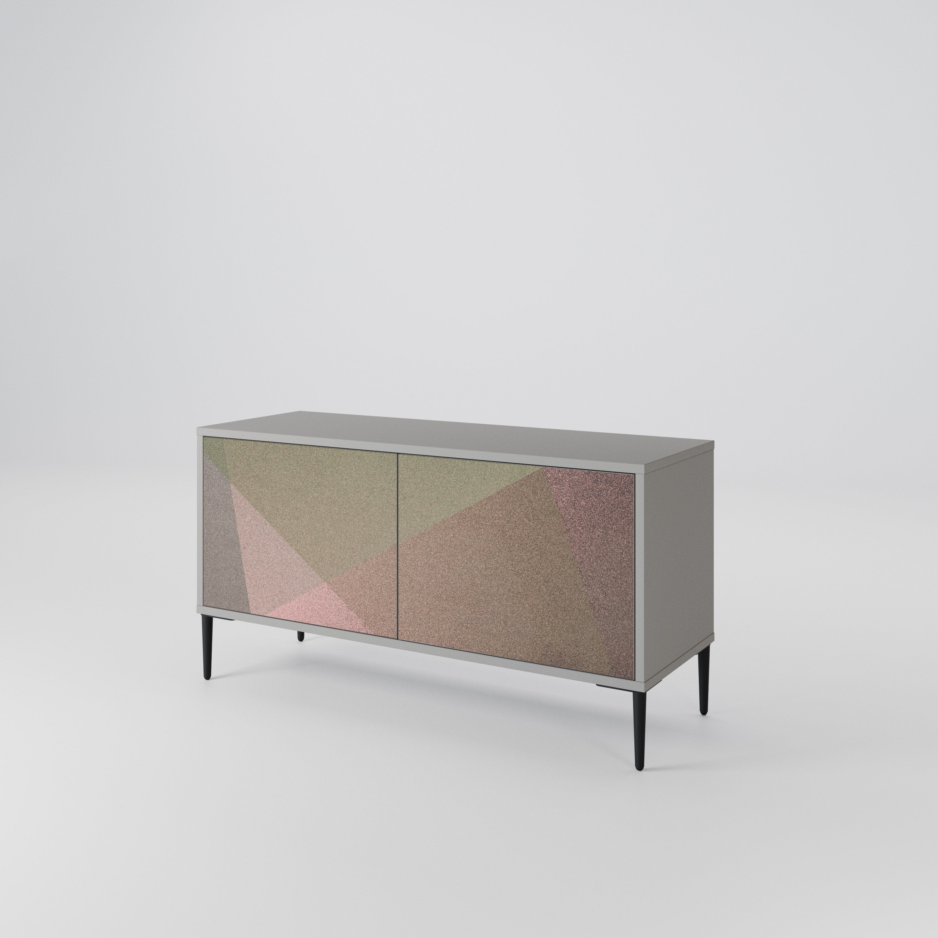 BEIGE GEOMETRY Kompaktowa szafka RTV 2-drzwiowa