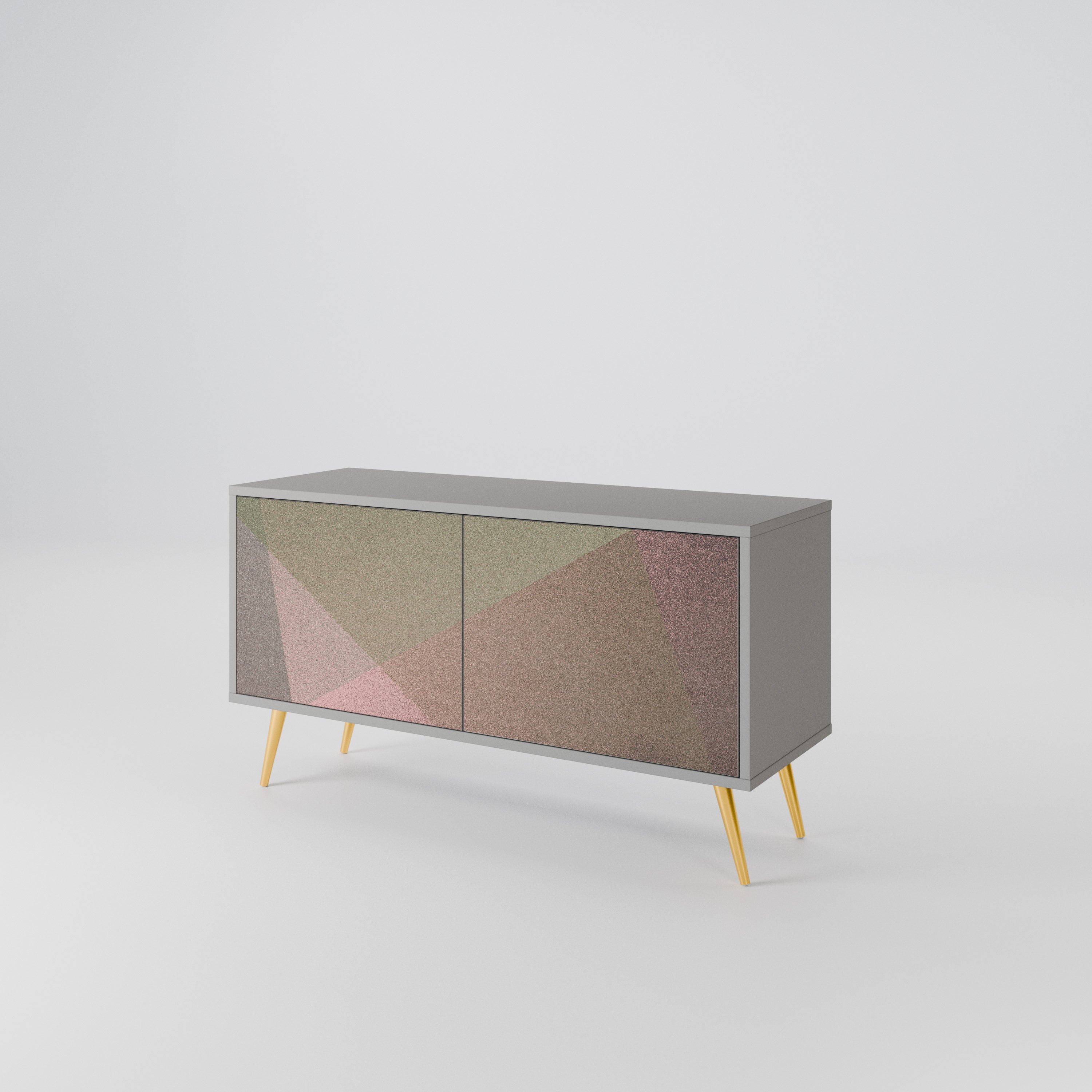 BEIGE GEOMETRY Kompaktowa szafka RTV 2-drzwiowa